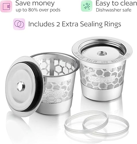 Miniatura 4 de Paquete de 2 cápsulas de café reutilizables de acero inoxidable 304 para Keurig K-Express, K-Elite, K-Duo, K-Mini, Mini Plus, Mini Mate, K-Classic,