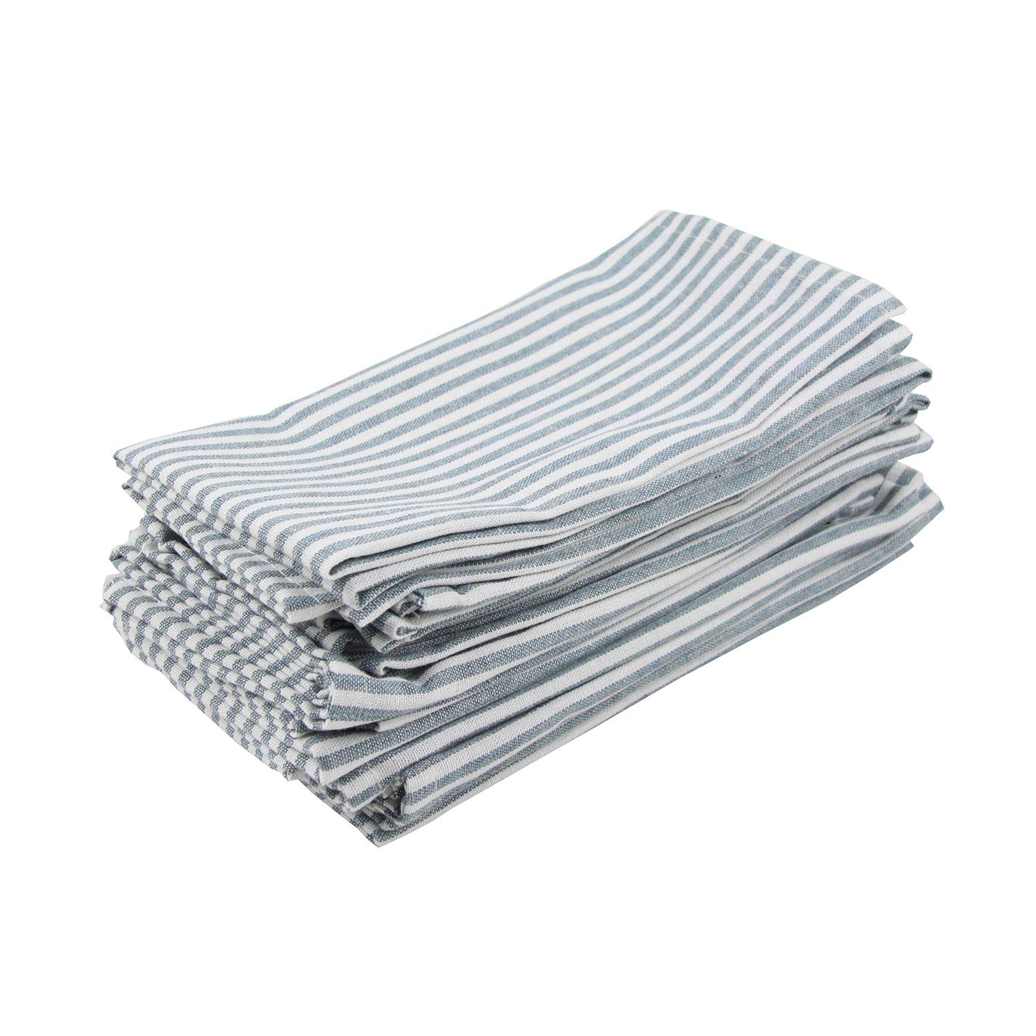 INFEI Cloth Napkins, Set of 12 Dinner Napkins (40 x 30 cm), 40% Cotton, 20% Linen, 40% Polyester, Ocean, Square, Striped - Image 4