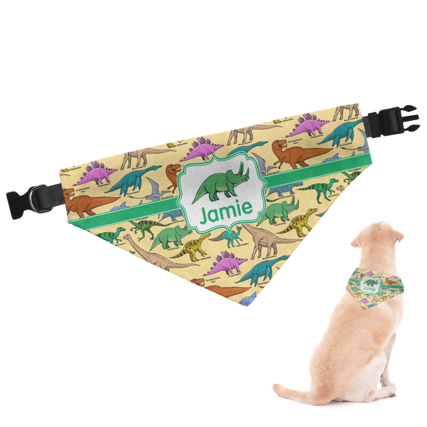 RNK Shops Personalized Dinosaurs Dog Bandana - Large