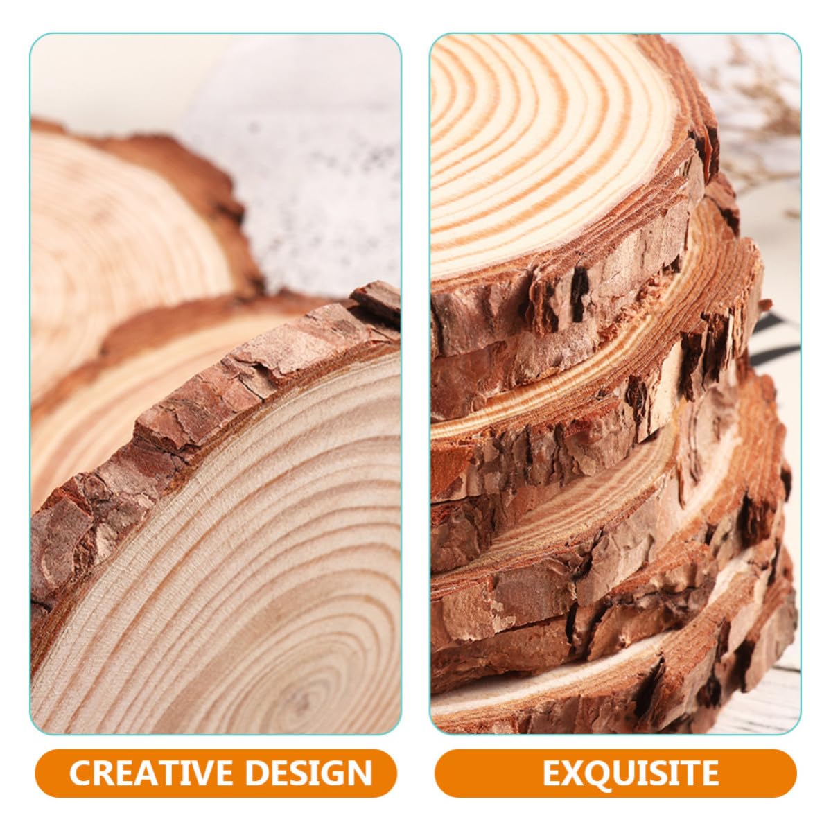 12 Piezas Rodajas de Madera Natural Redondas para Manualidades