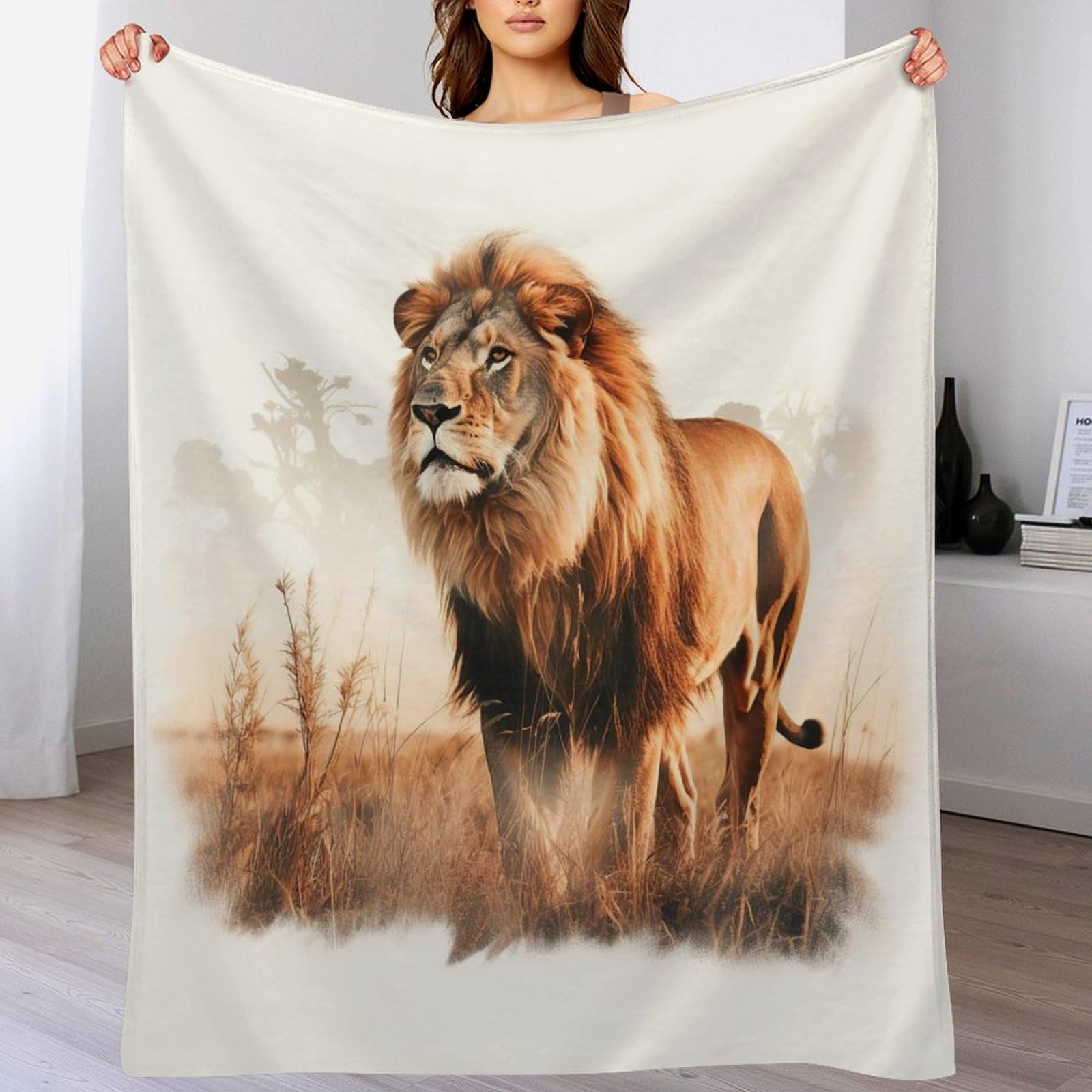 Plaid couverture lion bébé et adulte idéal pour vos soirées cocooning au salon