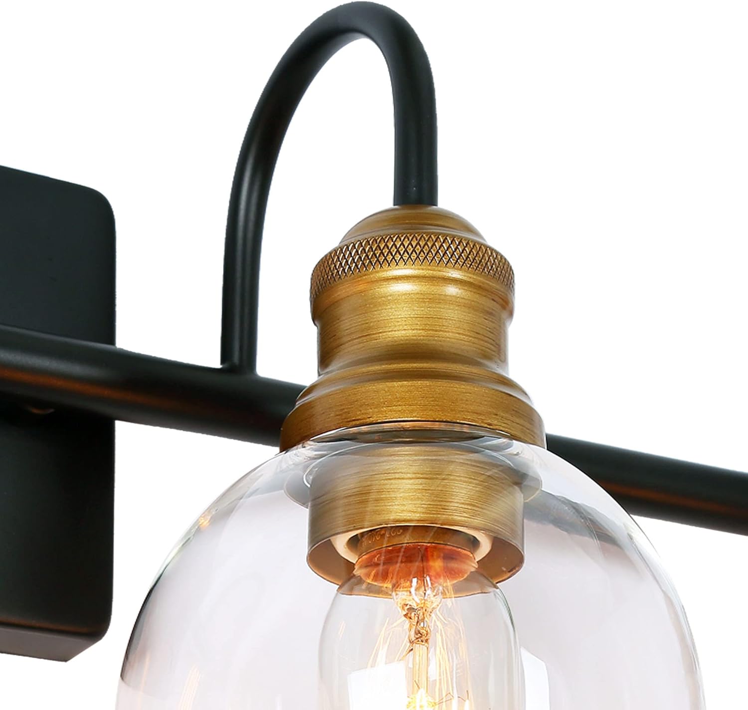 Bathroom Vanity Light, 4-Light Black Bathroom Light Fixtures with Oil Rubbed Bronze Finish, Modern Farmhouse Vanity Lights with Clear Globe Glass Shade ( L 29.5" x W 7" x H 9" ) - - 