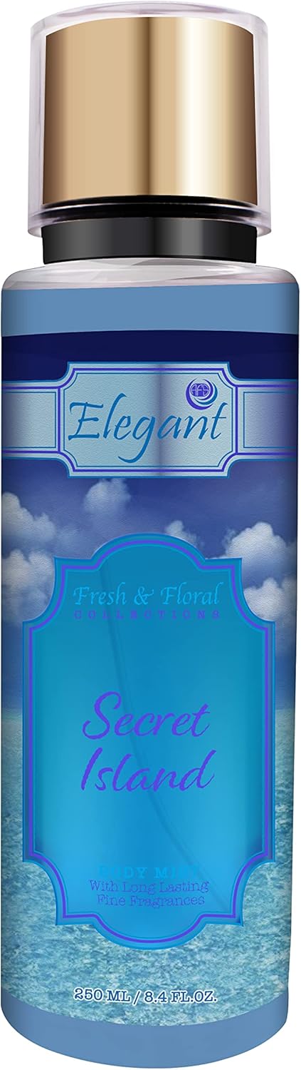 Elegant Secret Island Body Mist Spray – 250ML – Fine Perfumed Fragrance Mist | Aromatic, Long-Lasting Premium Scent, 8.45 fl. Oz.