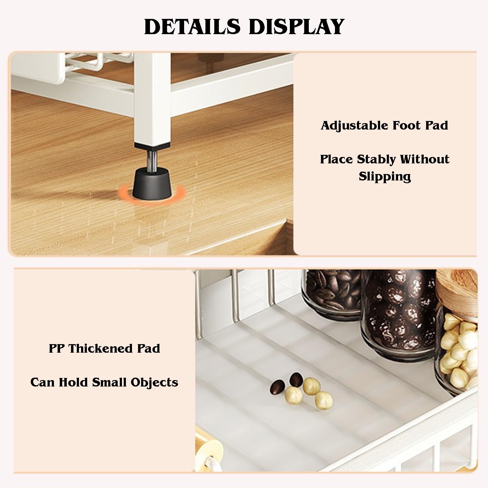 Organizador deslizante de gabinete con cesta de condimentos de 2 niveles, cajón extraíble para despensa, baño, construcción de acero al carbono resistente, color gris (15.4 x 9.6 x 16.5 pulgadas)