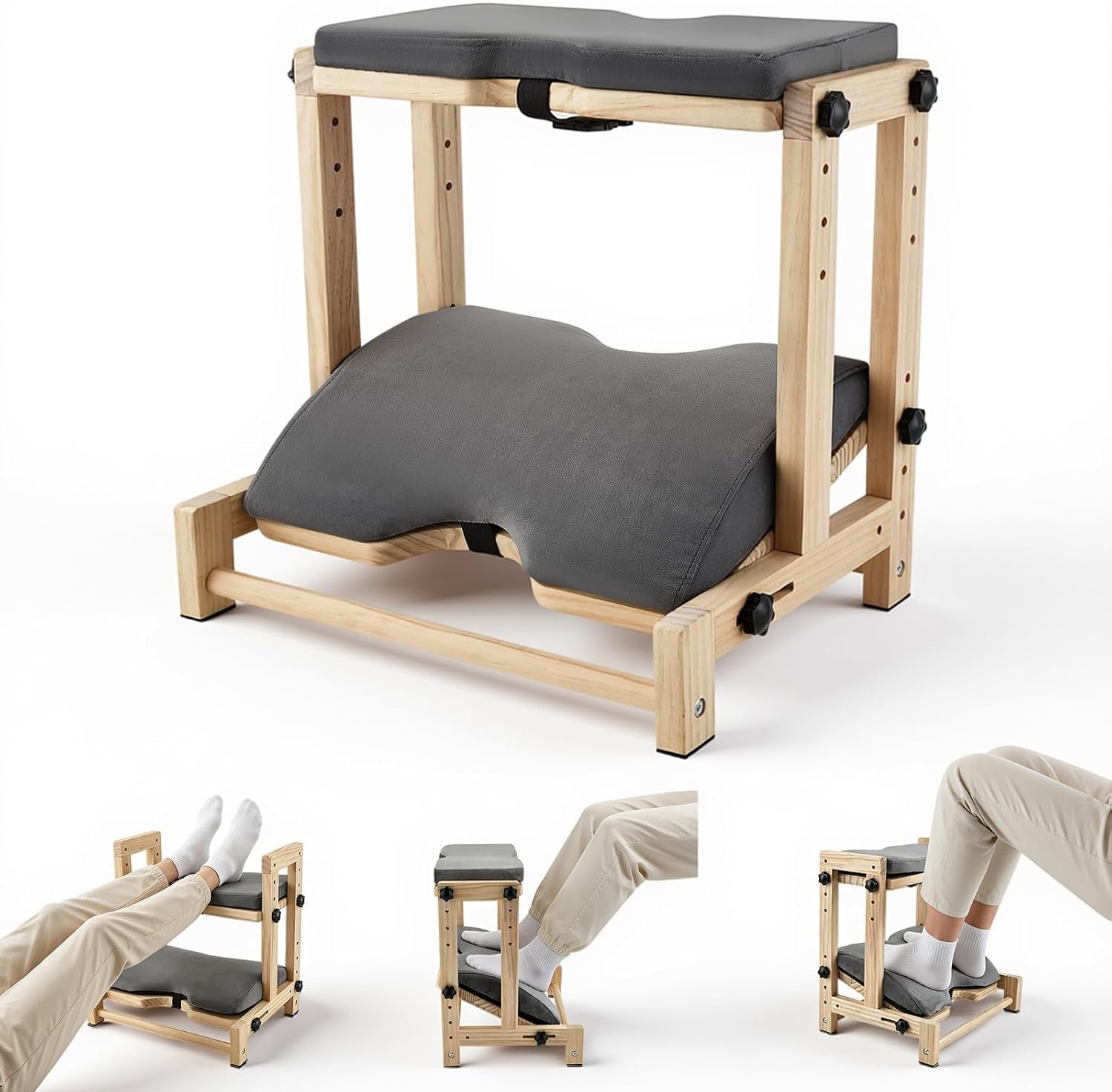 Poggiapiedi da Scrivania Doppio Strato con Cuscinetto Rimovibile, 4 Livelli | Poggia Piedi per Scrivania Regolabile con Base Antiscivolo, Schiuma Ergonomica per Ufficio e Casa, 40x30x40 cm