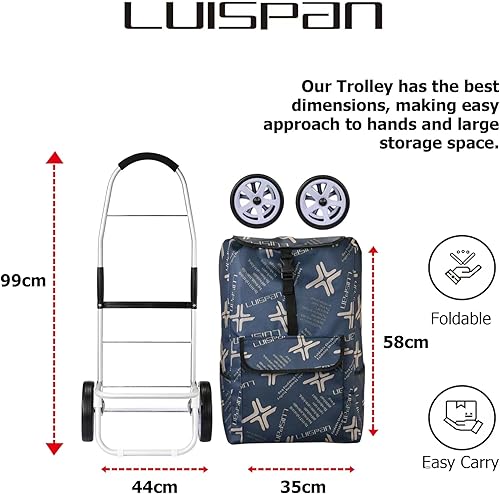 Miniatura 3 de Carrito de compras plegable con ruedas, productos escalador de escaleras, utilizado como carrito de compras, comestibles, lavandería y escaladora,