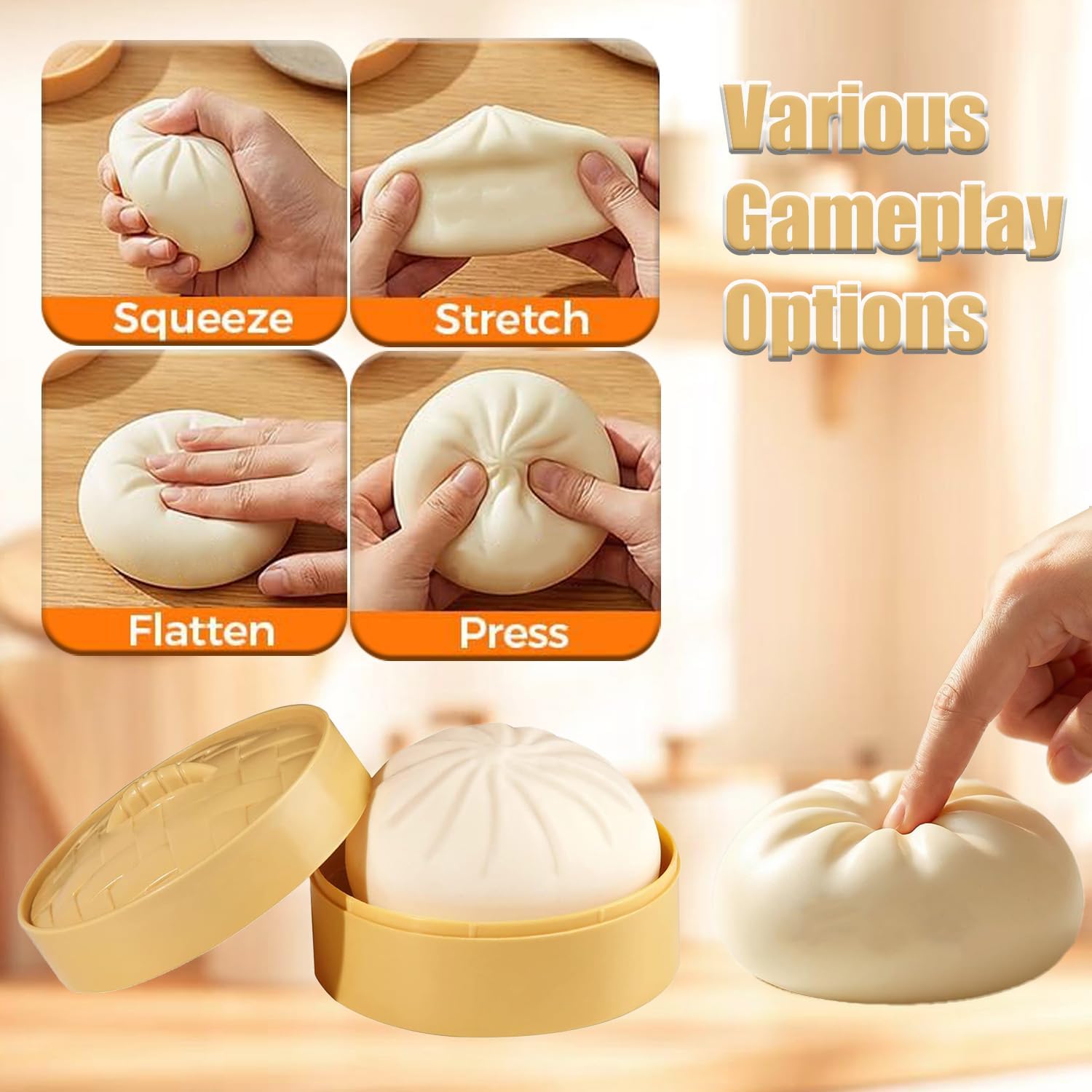 2 Pcs Large Dumpling Squishy Mystery Box, Squishies Dumplings Squeeze Stress Balls for Kids & Adults, Slow Rising Squishy Sensory Fidget Toys for Anxiety Relief (White)