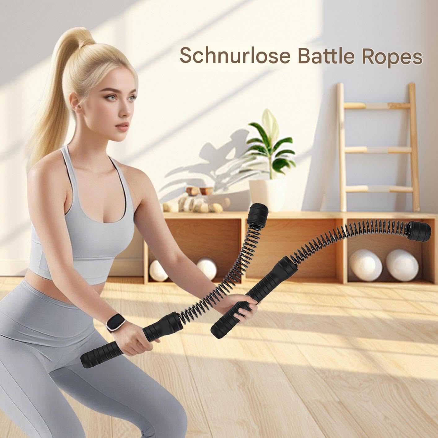 Generisch Battle Rope - Cuerdas de combate sin cuerdas para fitness, 2 piezas, inalámbricas, antinudos, agarre, 1200 g, para entrenamiento de fuerza, jardín, boxeo (47 x 4 cm, hombres/mujeres)