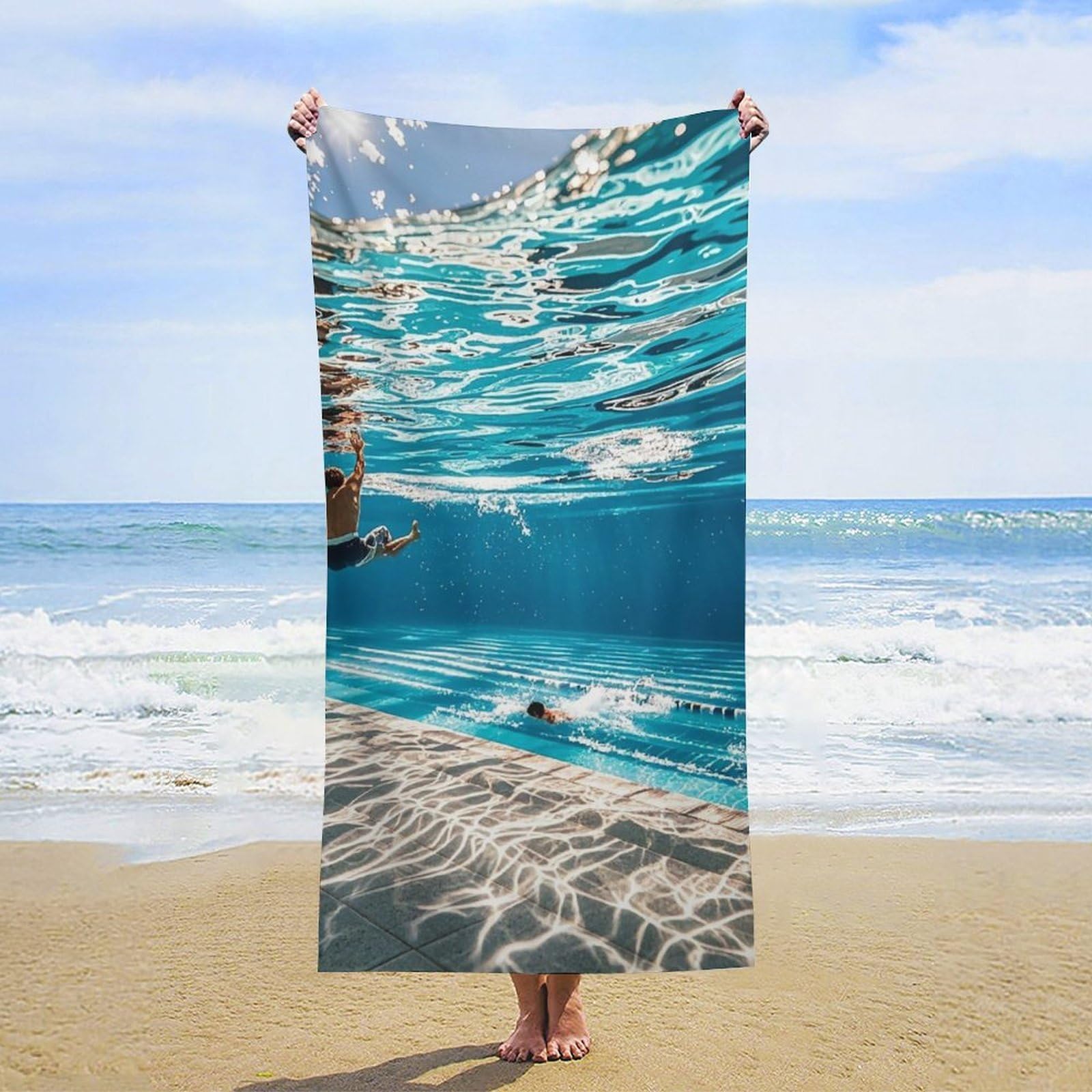 Anceky Oversized Underwater Beach Towel Soft Microfiber Bath Towel Quick Dry Absorbent Travel Pool Towels Lightweight Sand Free Blanket Machine Washable for Swim Picnic