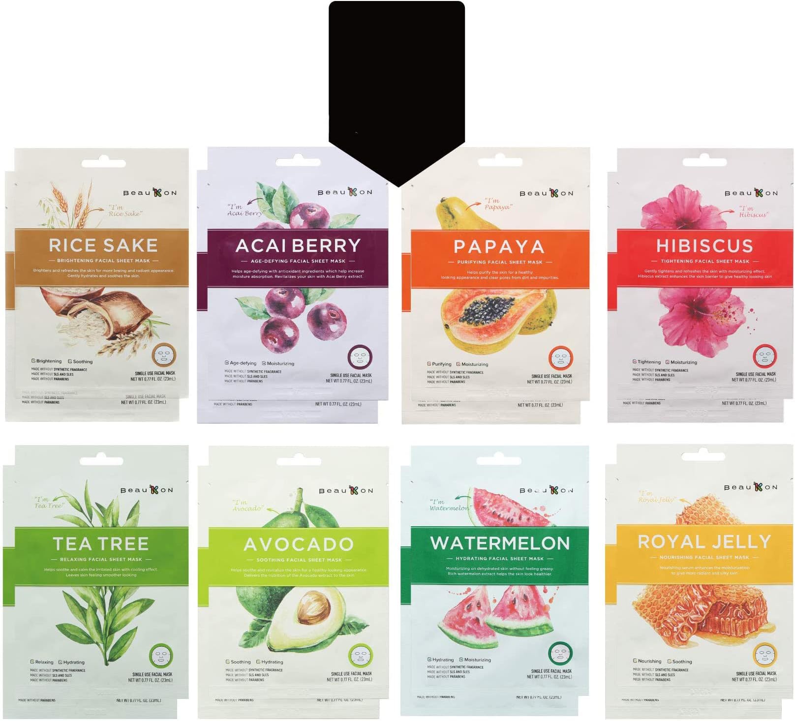 Korean Facial Sheet Mask, Moisturizing, Age-Defying, Soothing, Hydrating, Brightening, Nourishing, Tightening, Relaxing - three weeks,0.77 Fl Oz (Pack of 16)