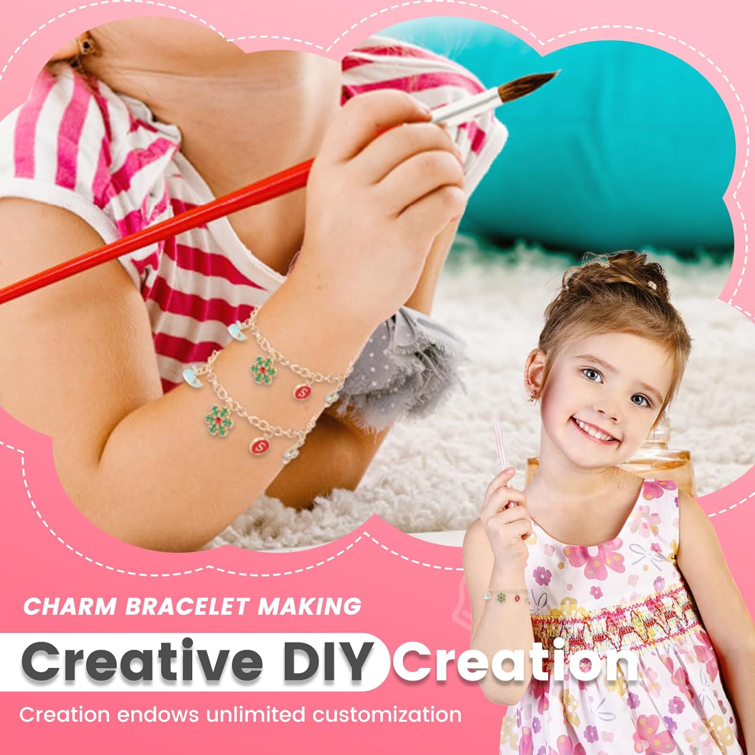 Muyoka 314Pcs Charms Lip Gloss Keychain Making Kit, Bag Keychain Charms with 3 Types Keychains Clips 24 Extender Chain 118 Charm and Plier, Bag Charm Kit for DIY Crafting and Jewelry Making (314 Pcs) - Image 7