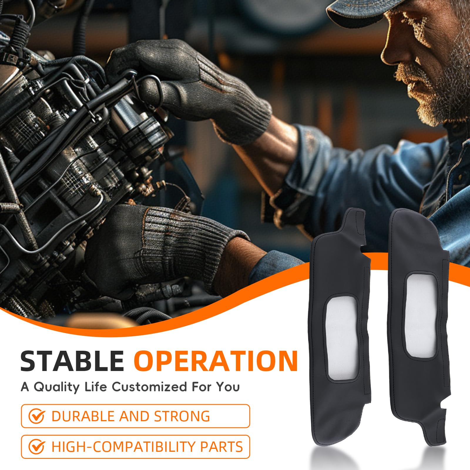 GoaMotors for Ford Mustang 1994-2004 Pair Black Leather Sun Visor Cover Replacement Left Driver & Right Passenger Side Car Sun Visor Cover