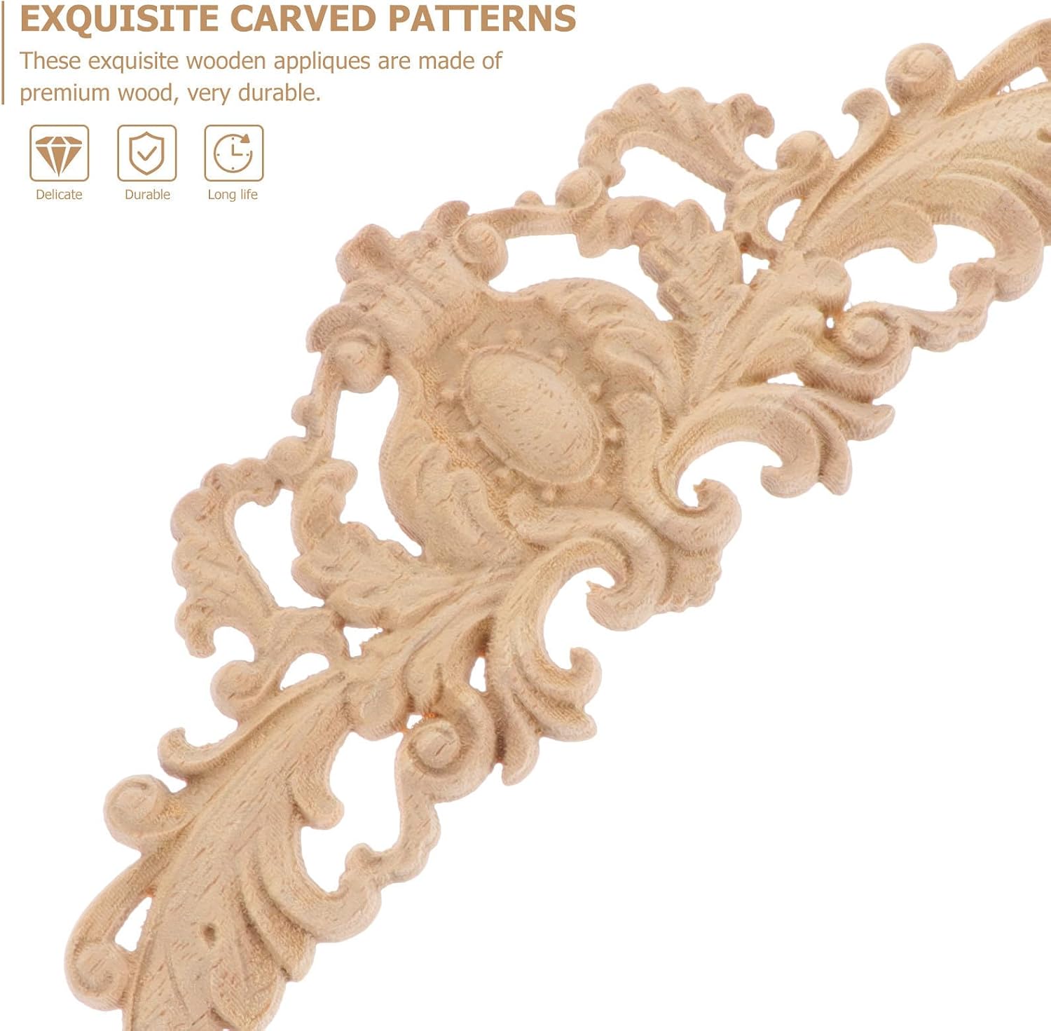 2pcs Wood Carved Onlay Furniture Corner Applique Set for Decoration