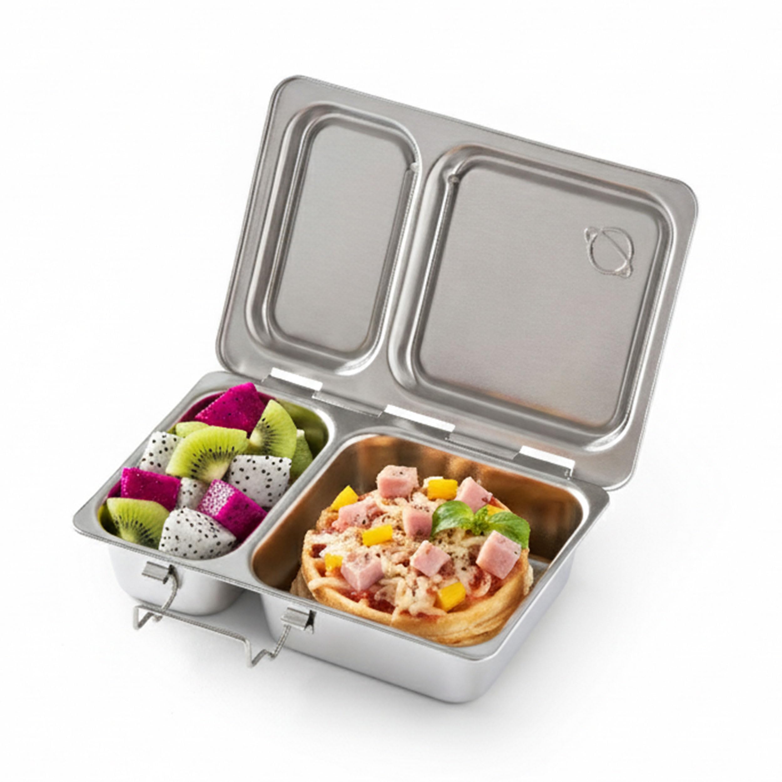 PlanetBox SHUTTLE classic stainless steel bento lunch box with 2