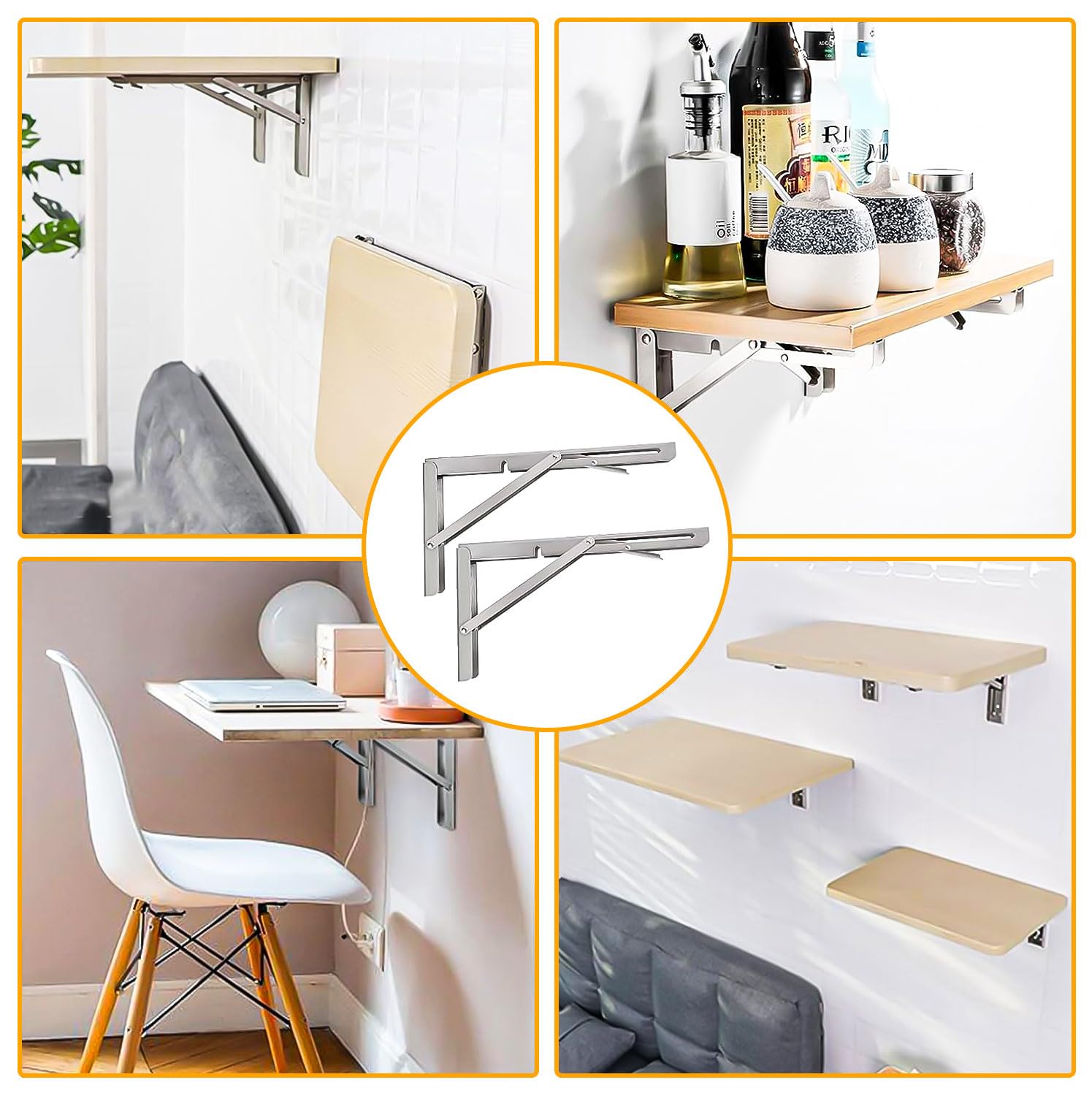 2 Staffe Pieghevoli In Acciaio - Supporto Mensola Fino A 120kg, Per Cucina, Bagno, Garage E Ufficio - Foto 12