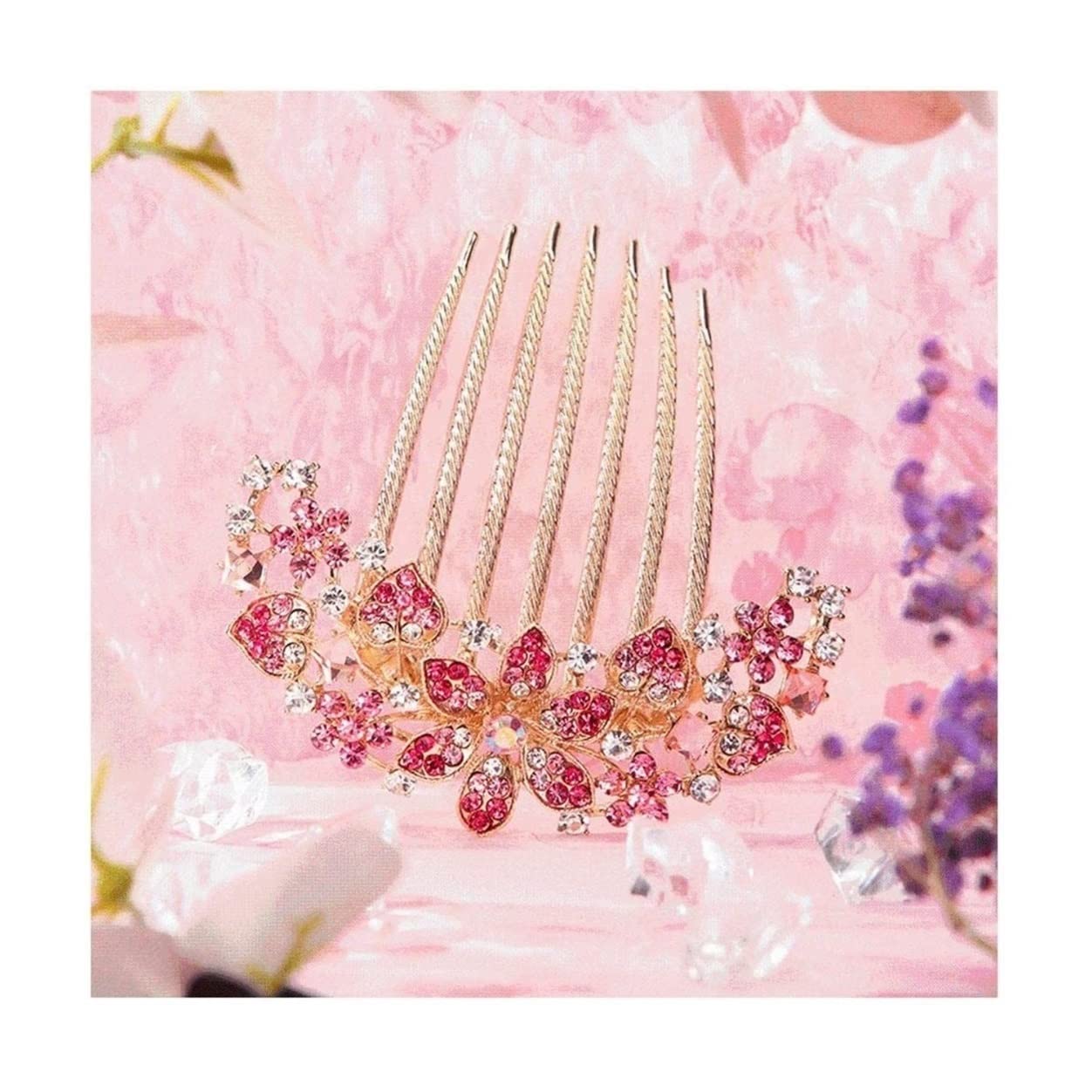 Pettini Laterali Donna Accessori per pettini per Capelli da Donna Accessori per pettini per Capelli con Strass Floreali Pettine per Capelli Decorativo Pettinini Fermacapelli(G)