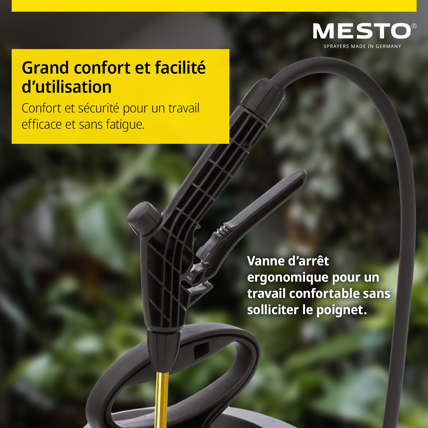 MESTO FLORI M Pulvérisateur à pression 5 L avec écran de pulvérisation rond | Pulverisateur de jardin et plantes | Pulvérisateur à main 3 bar pour arrosage, désherbage et protection des plantes