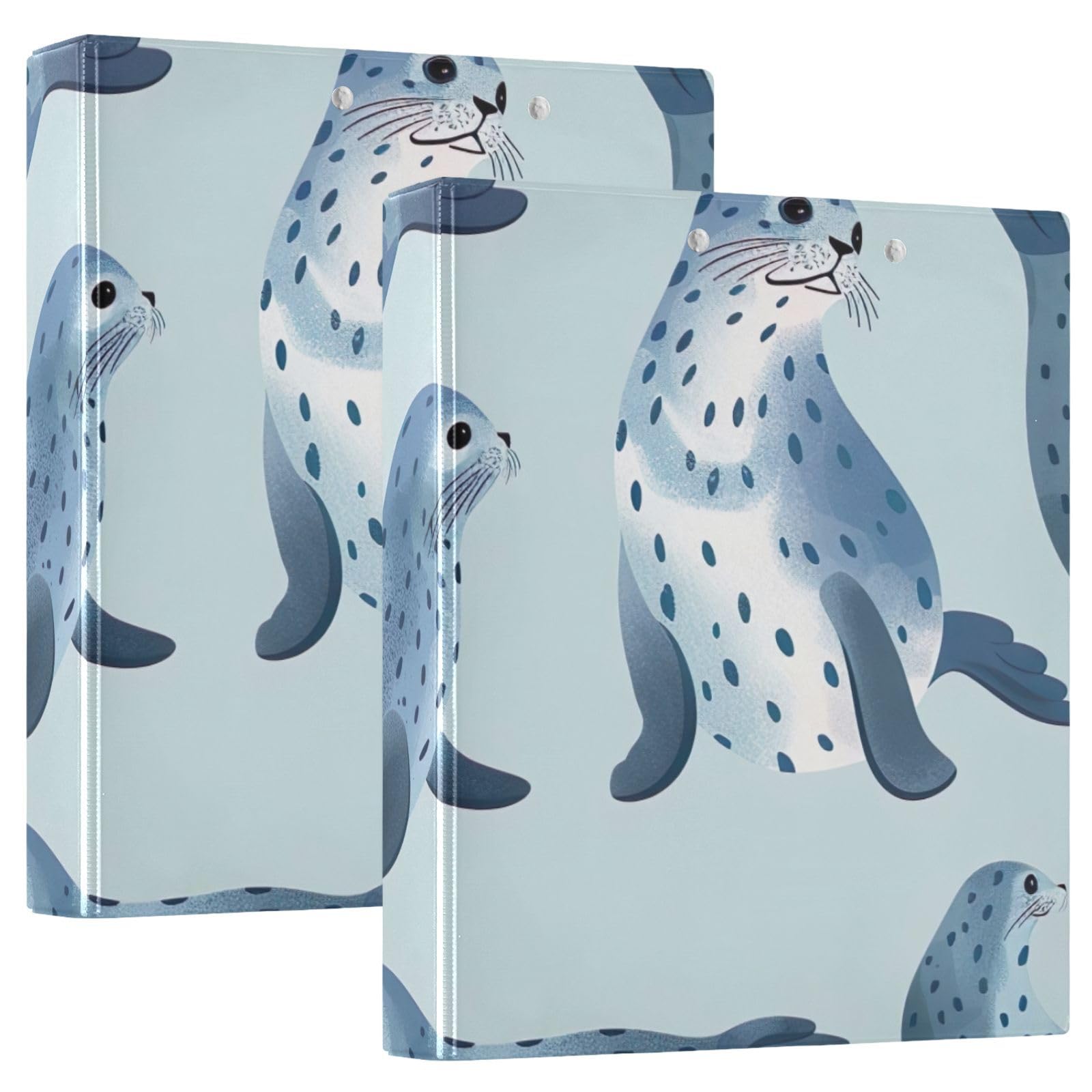 Raccoglitore a 3 anelli stampato, 3,8 cm, raccoglitore ad anelli a D con tasche, raccoglitore decorativo per scuola, università o ufficio, blu foca