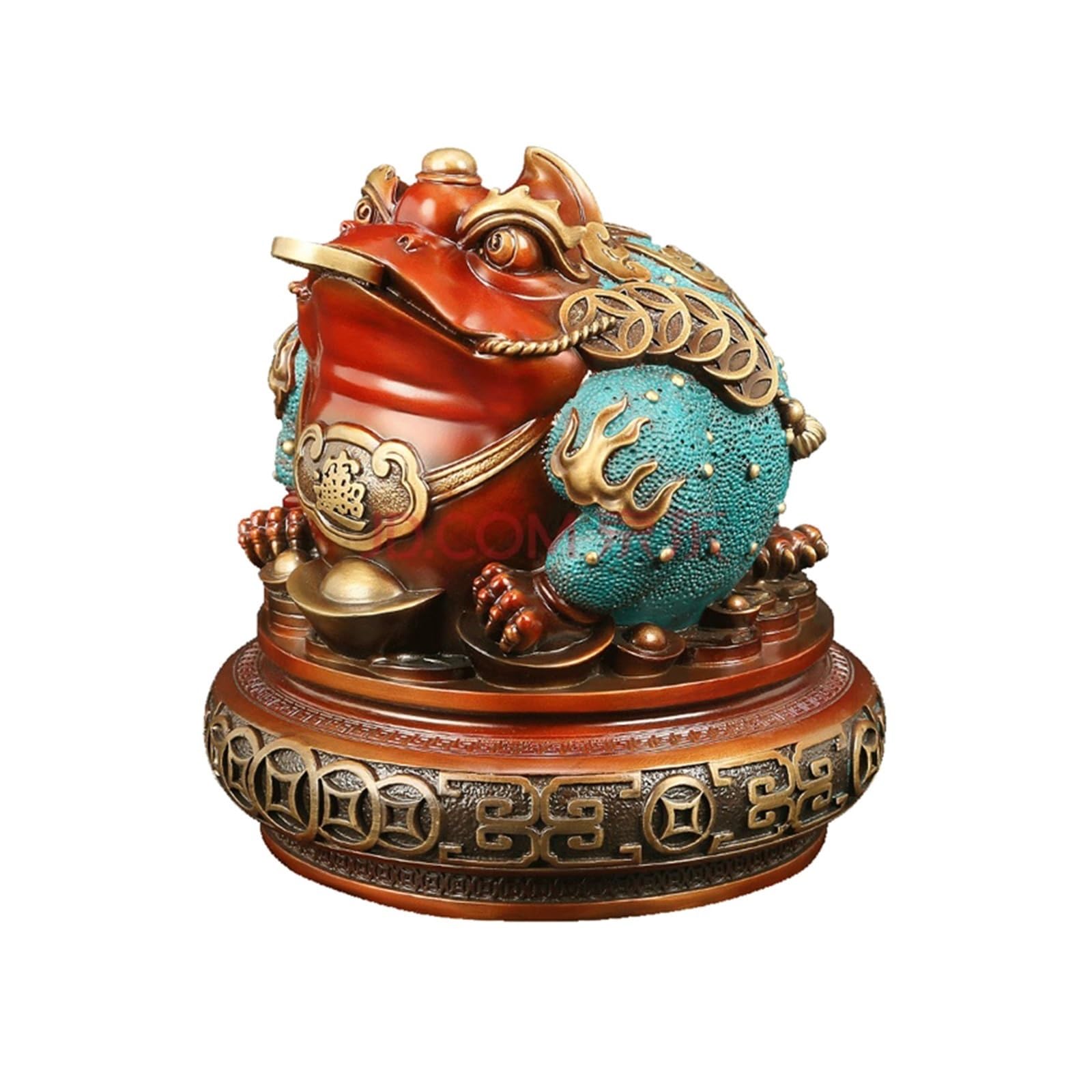 Glücklicher Geld Frosch,Feng Shui Geld Frosch, Frosch-Heimdekoration, Frosch-Schatzbecken-Statue(Medium)
