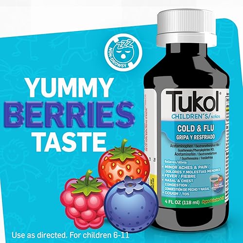 Miniatura 5 de TUKOL - Alivio del resfriado y la fiebre para niños LIQ Berry 4 OZ Paquete de 2