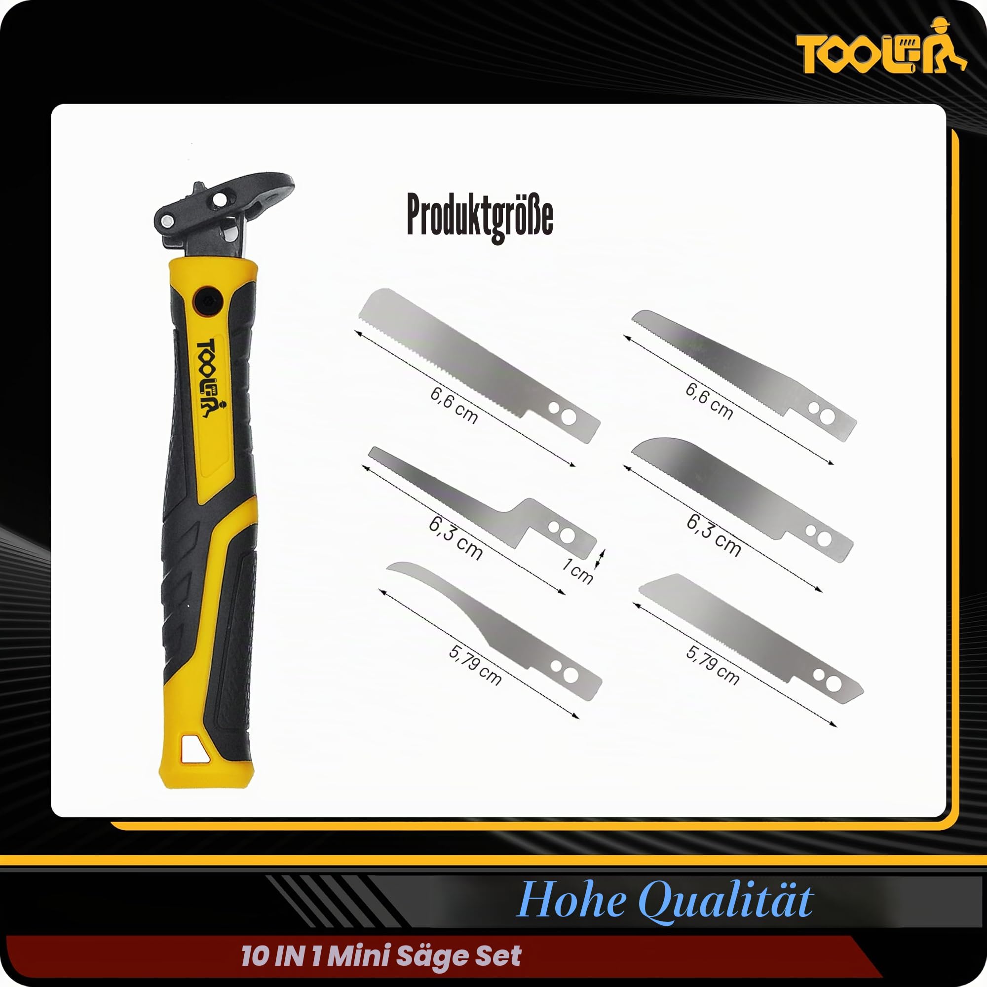 TOOLAN: 10 in 1 Mini Handsäge mit gebogener Säge, Feilensatz für Holz, Metall, Kunststoff, Sheetrock, Tragbares Feilenset