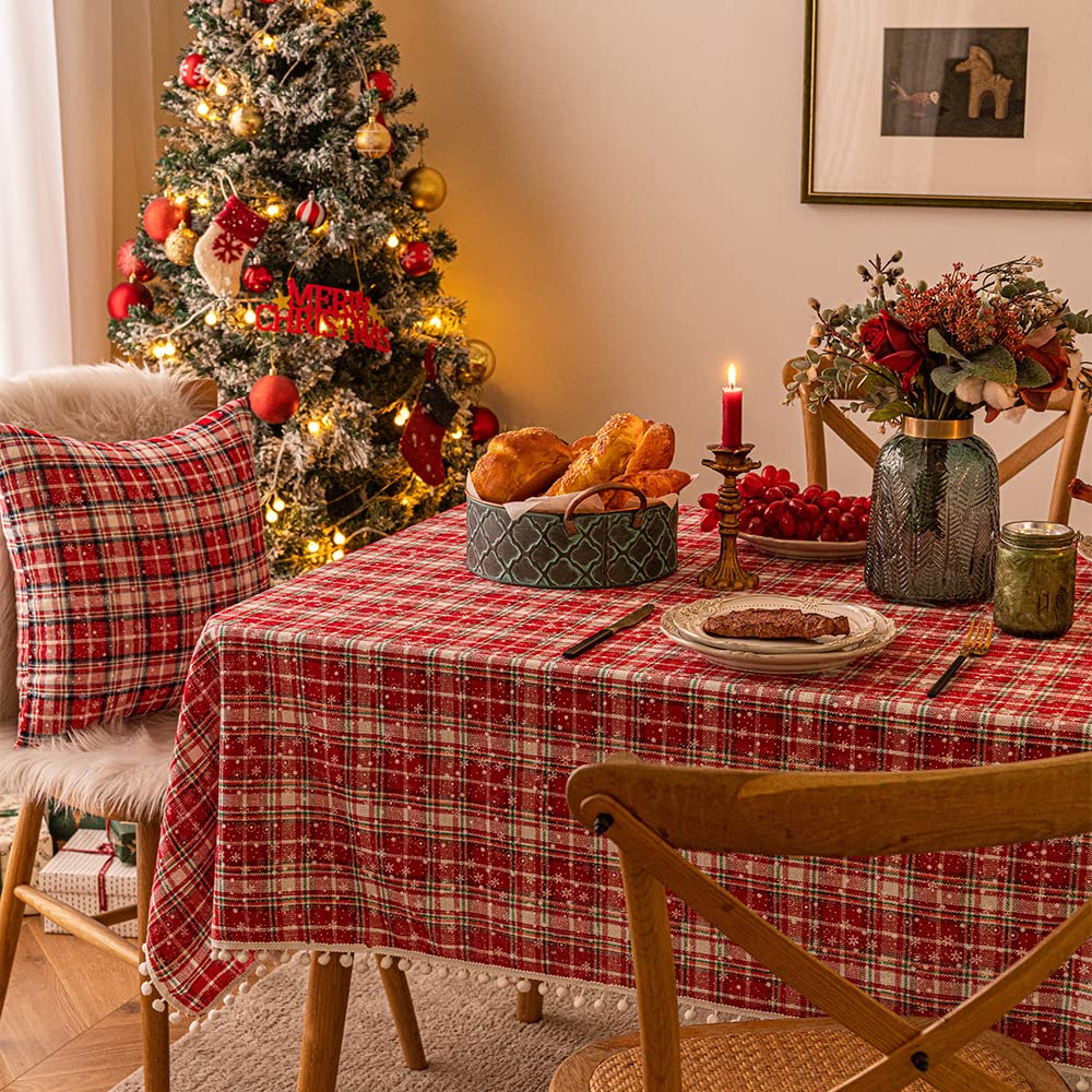 Christmas Concepts® Runner da tavolo di lusso in feltro rosso Christmas Concepts® 2M con design a fiocco di neve - Stoviglie di Natale - Accessori per la sala da pranzo