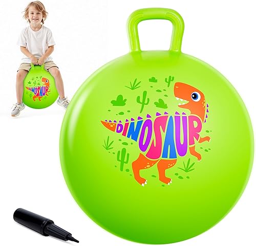 ZOOJOY Bola de salto de dinosaurio de 18 pulgadas con asa, bola de salto para niños