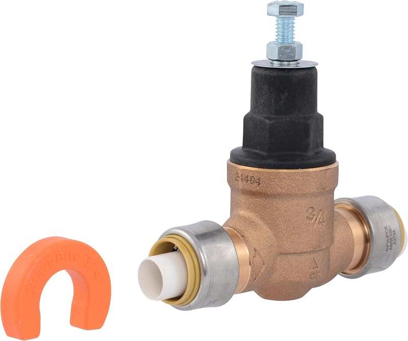 Cash Acme EB45 Pressure Regulating Valve with Disconnect Clip, Direct, 3/4 Inch Push to Connect, Poly Top, 60 PSI, Compatible with SharkBite, PVA16P-DSB-60