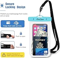 Vista 3 de ProCase Paquete de 4 bolsas impermeables para teléfono, bolsa seca para iPhone 16, 15, 14, 13, 12, 11 Pro Plus Max Mini Xs XR X 8 7, Galaxy S23 S22