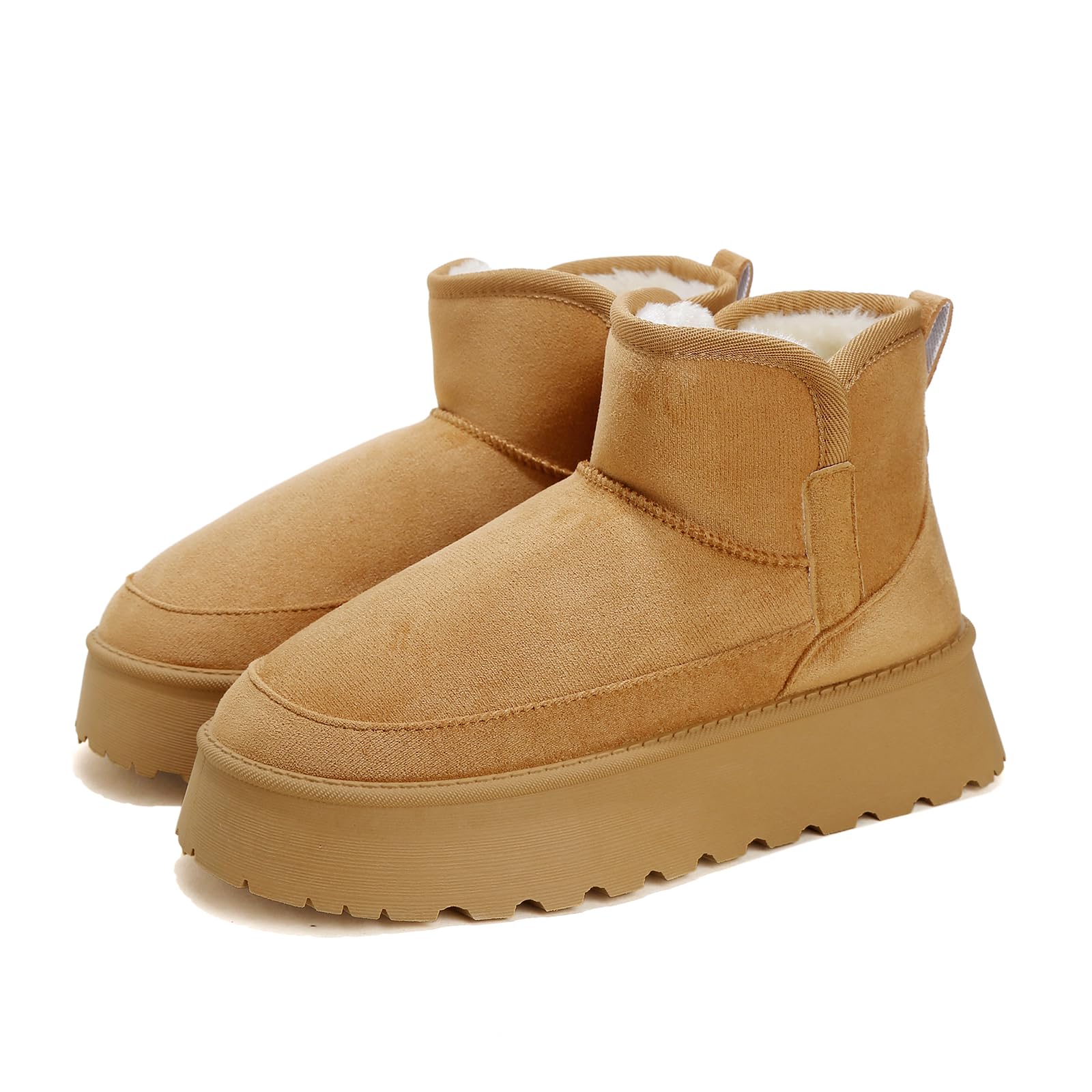 Jifenkla Stivali da Neve Donna,Design in pizzo a onde alla moda,Foderato Caldo Stivaletti invernali,Antiscivolo Impermeabili suola in gomma,Leggerie Comode Pelliccia Breve Scarpe,Outdoor