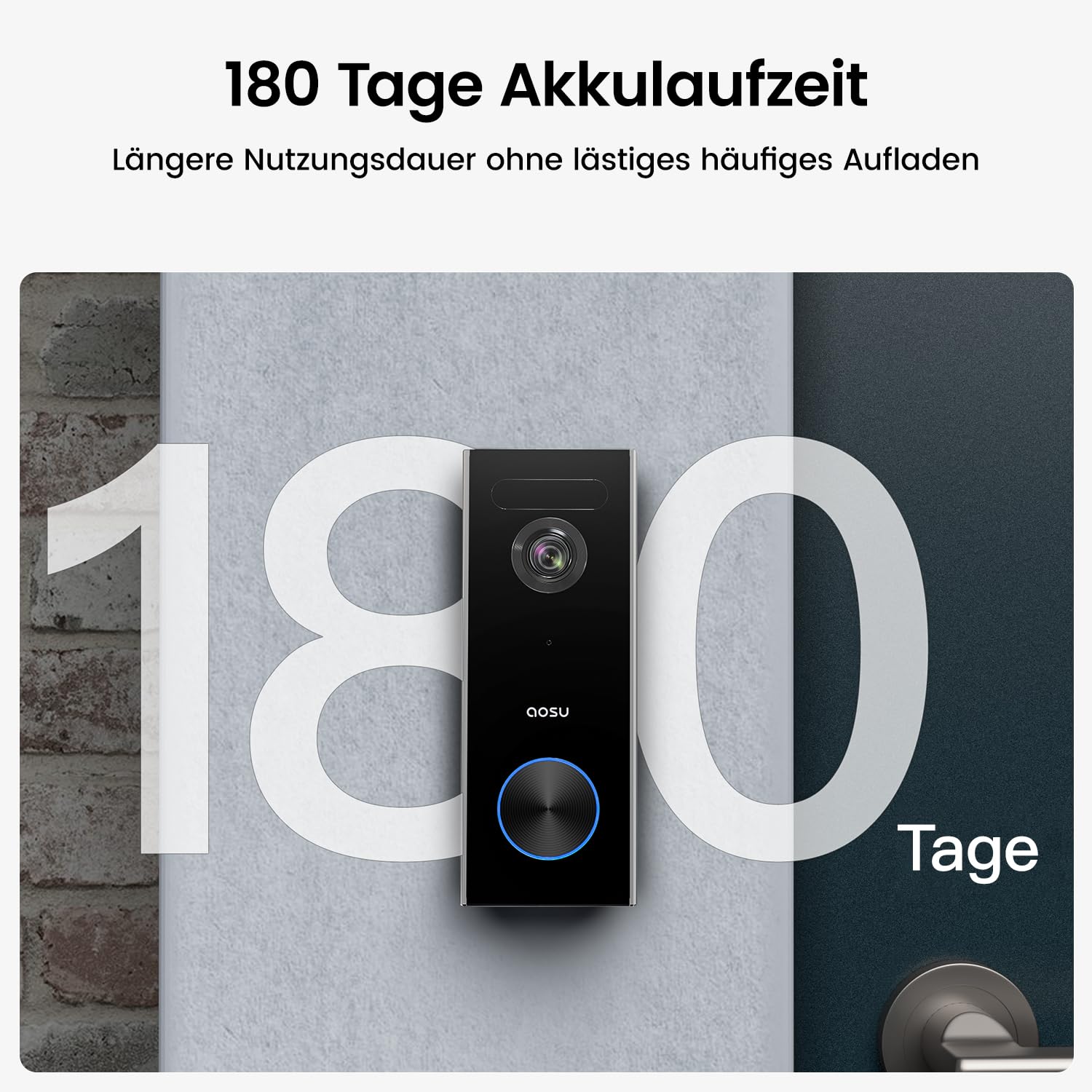 aosu Türklingel mit Kamera 2K Video Türklingel, Verschlüsselte Speicherung klingel Kamera mit K.I. Personenerkennung mit AI, batteriebetrieben, Arbeit mit Alexa