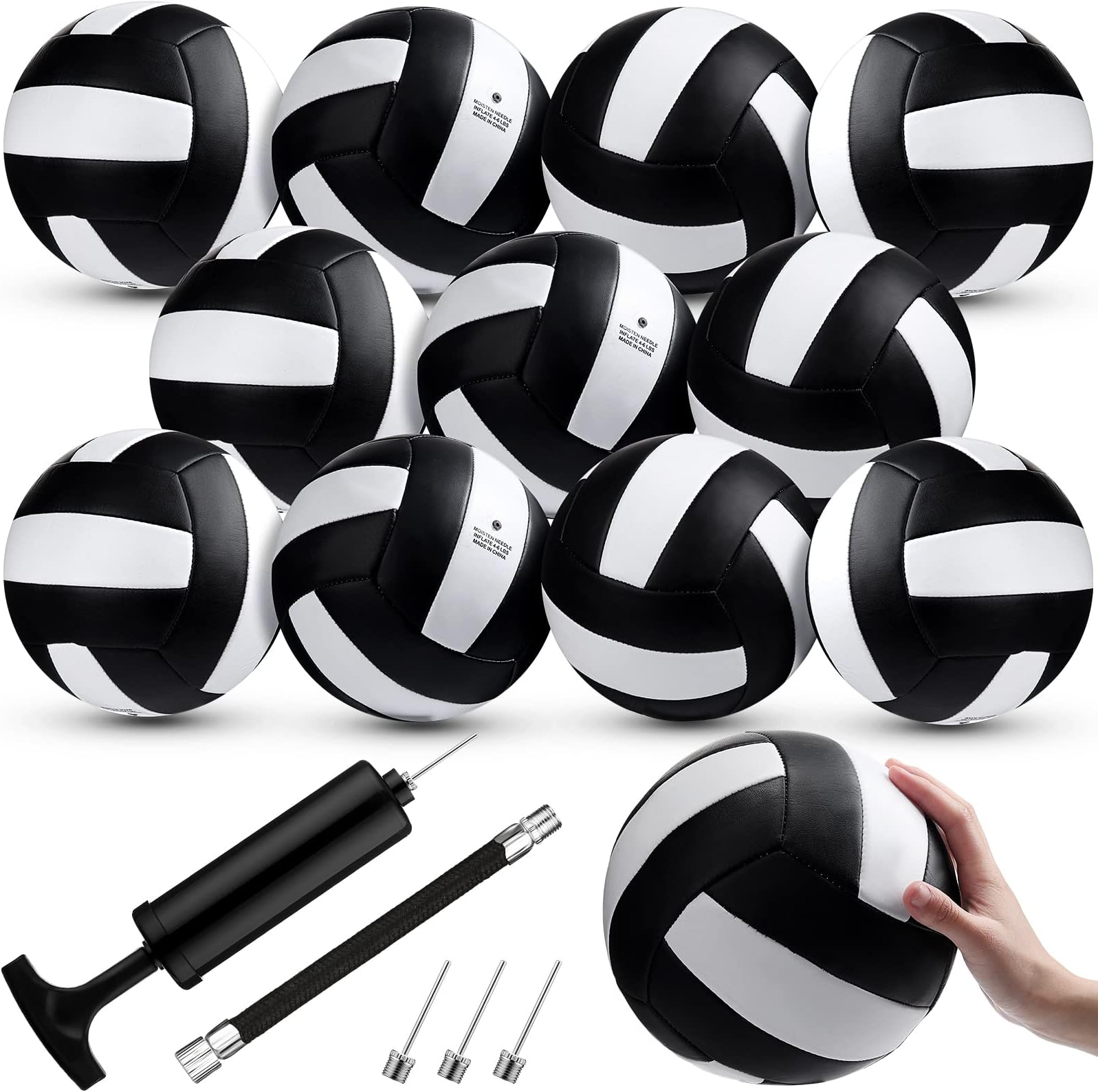 Meooeck 12 Pcs Volleyballs Official Size 5 Volley Balls Bulk Practice Volleyballs Indoor Outdoor Soft Recreational Volley Ball with Pump for Beginner for Gym Training Beach Pool