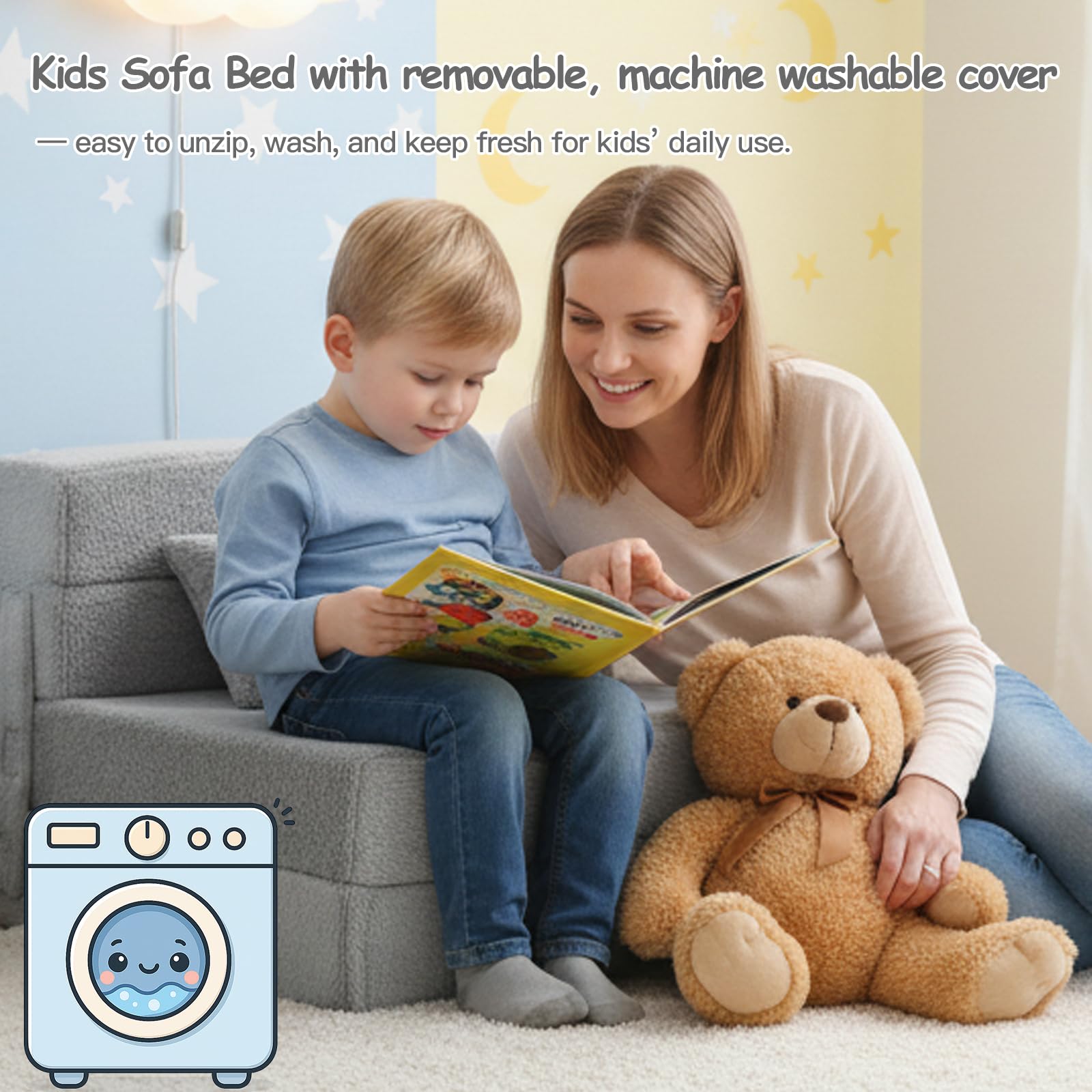 Sofá cama para niños, colchón de suelo para niños pequeños que brilla en la oscuridad, sofá modular de dinosaurio azul para bebé, sofá plegable para niños, futón plegable, cama para sala de