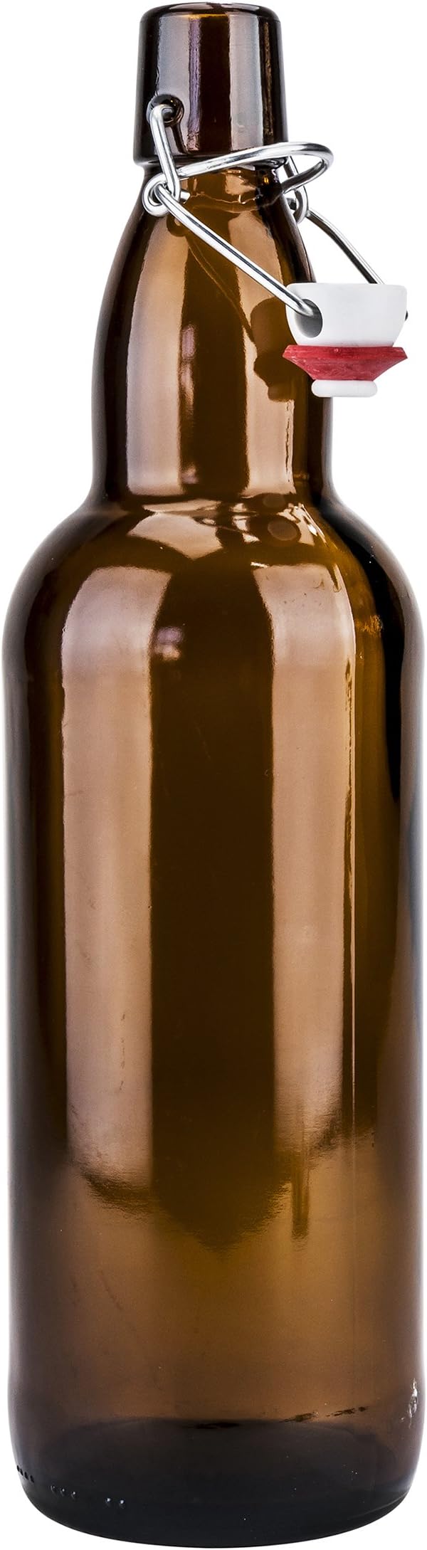 SAFEPRO GB16BR, 0.5L / 16.9-ounce Brown Glass Bottle with Stopper, Vintage Style Vial for Home Brewing, Beer Milk Water Oil Vinegar Glass Bottle with Swing Top