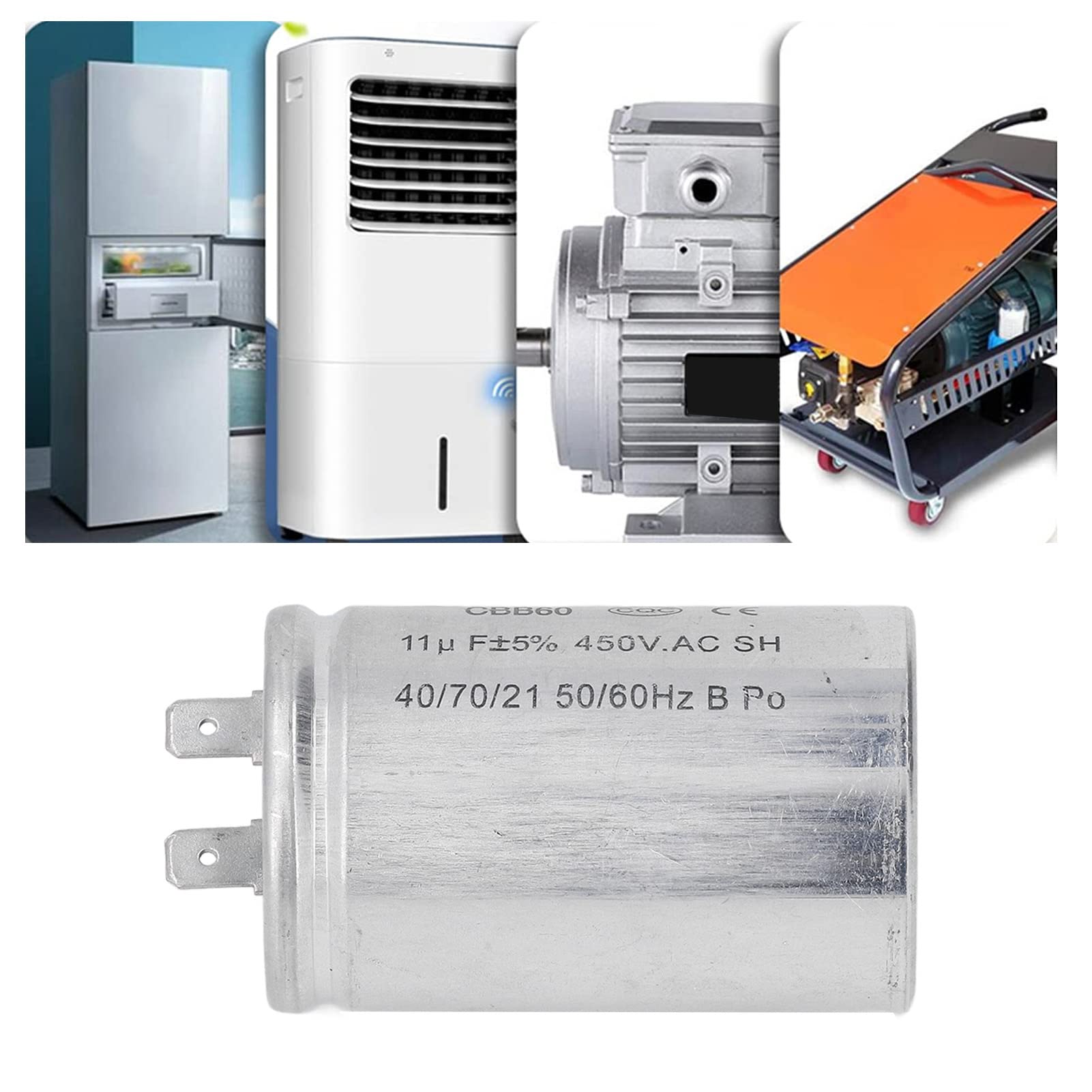 Condensatore di Avviamento del Motore Resistenza Agli Urti Stabile 11uf 450VAC Condensatore di Marcia Conveniente per Generatori
