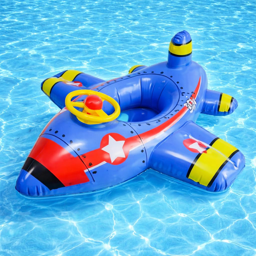 Swimming Baby Plane Shape Handle with Steering Design Water Learning Float Tube, Child Sefty Swim Accessory Tube.Multicolor-image-28