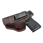 Relentless Tactical The Defender Leather IWB Holster | Made in USA | Fits Glock 17 19 19X 22 26 43 43X 45 | Taurus GC3 | S&W M&P Shield | Canik TP9 Elite | Plus All Similar Sized Handguns | Brown LH
