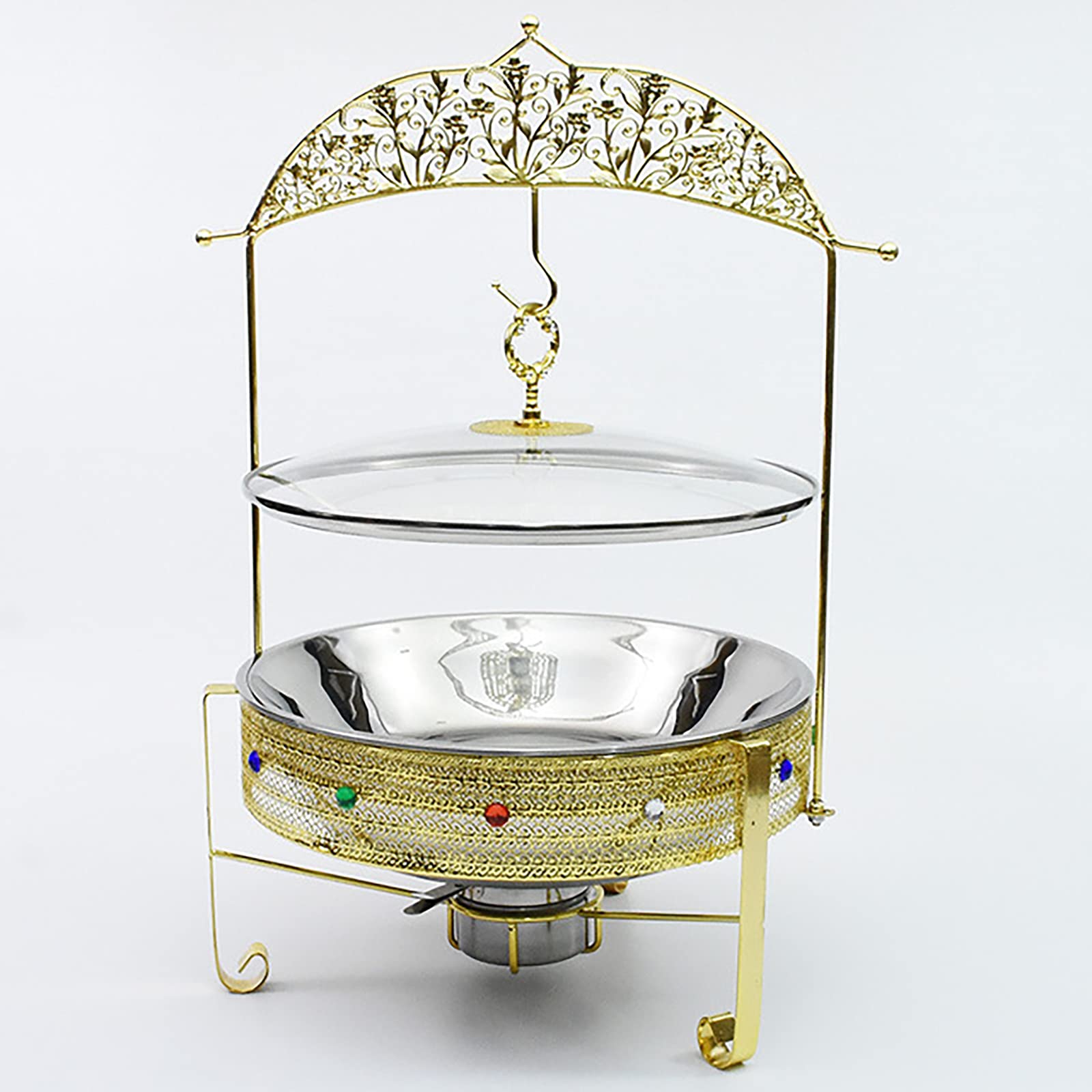 Set da Buffet per scaldavivande da 3,5 Quarti, scalda Buffet in Acciaio Inossidabile con Coperchio, vaschetta per l'acqua, vaschetta per Alimenti, Supporto per Carburante, per Matrimoni a Buffet, Fe