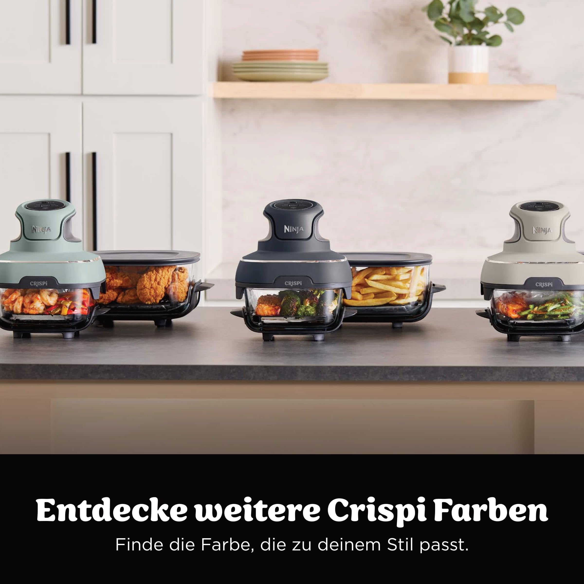 Ninja CRISPi Tragbare Heißluftfritteuse 3,8 l & 1,4 l 4-in-1 Heißluftfrittieren Braten Aufknuspern 1700 W Weiß FN102EU