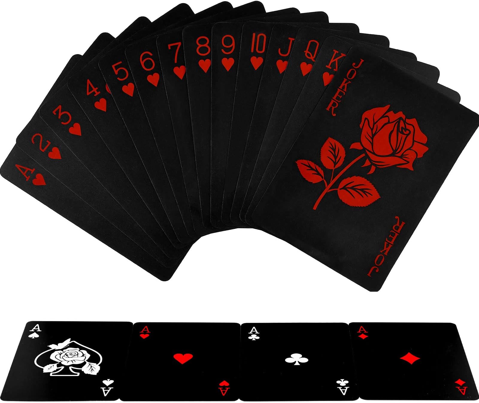 Joyoldelf Playing Cards, Waterproof Deck of Cards with Unique Pattern & Flower Backing, PVC Poker for Party, Game and Magic