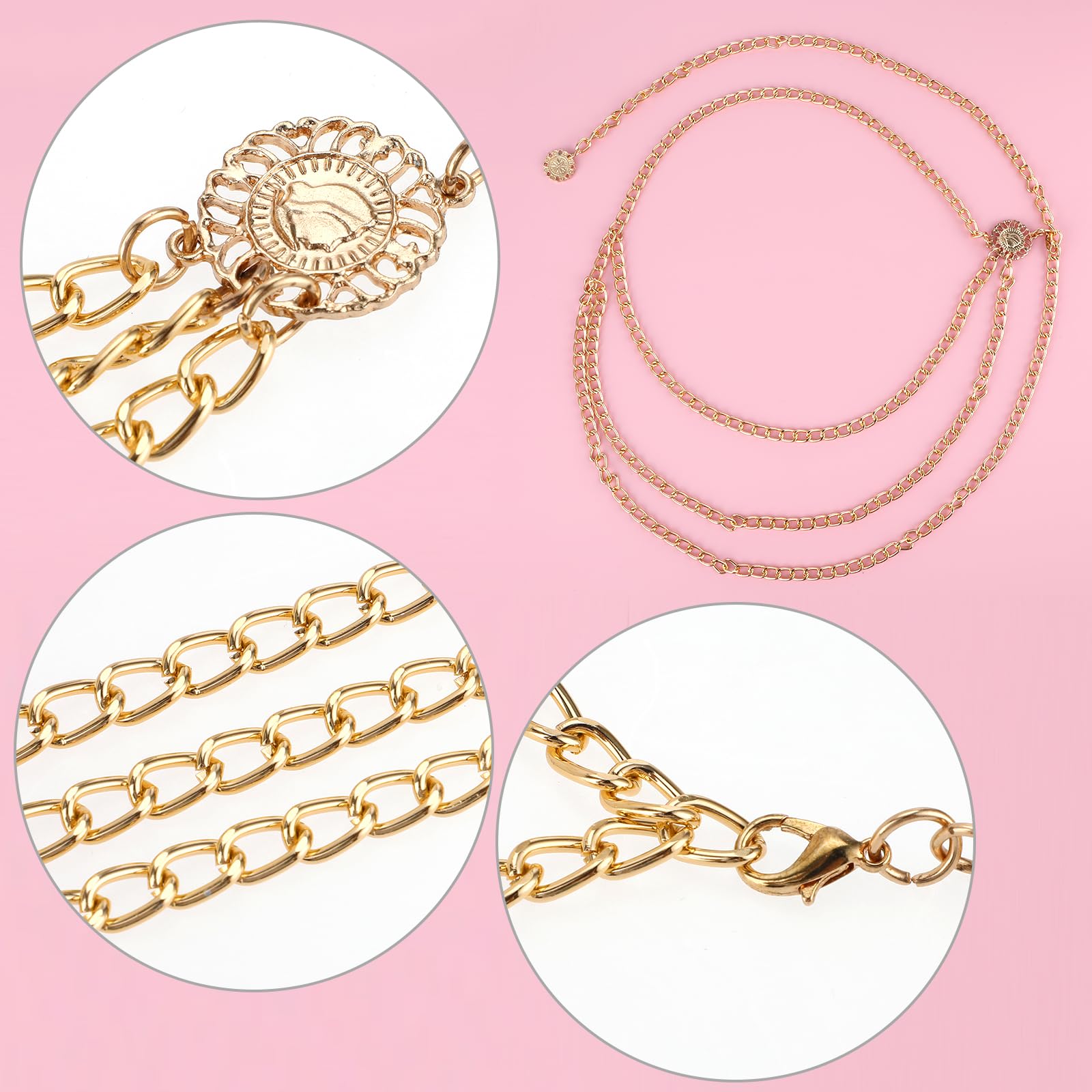 WLLHYF Metalowa talia złoty łańcuszek paski brzuch biżuteria ciało biustonosz seksowny łańcuszek moda wielowarstwowa sukienka akcesoria regulowane paski dekoracja ciała dla kobiet spódnica spodnie, Złoty, Rozmiar uniwersalny