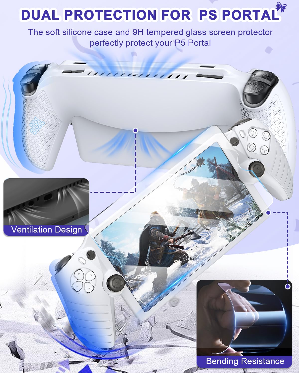 Set di accessori 14 in 1 per PlayStation Portal, custodia da trasporto per PS Portal, dock di ricarica magnetico con custodia in silicone per portale PS5, con 2 pellicole protettive, auricolari