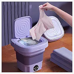 Lavadora portátil pequena, máquina de lavar portátil 8L com centrifugação seca e tubo de drenagem, lavadora portátil para apartamento, trailer, viagem, roupa íntima, roxo