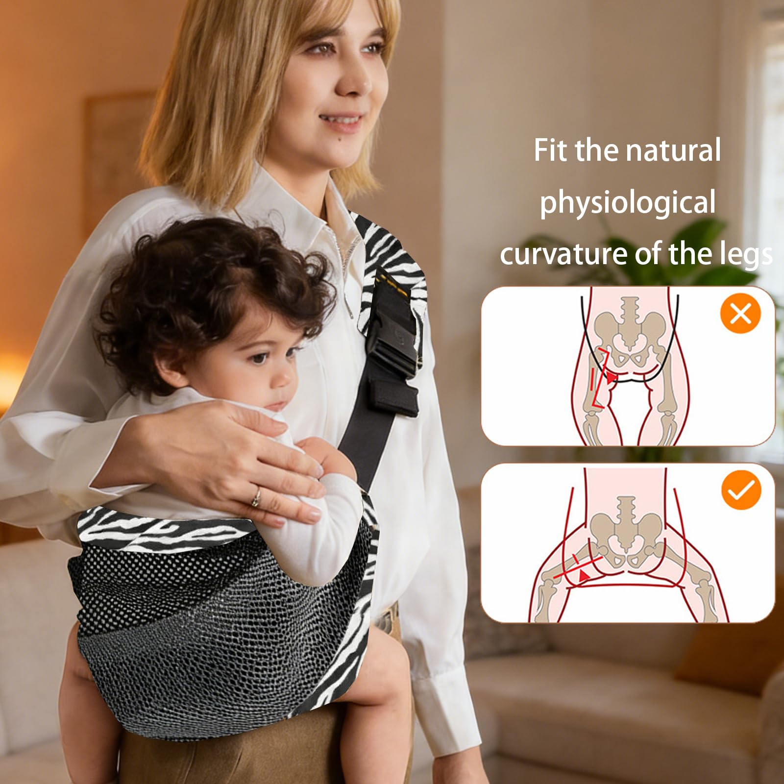 LUKIUP Portabebés para recién nacidos, tejido de malla, transpirable, ajustable, portabebés lateral, pañuelo ergonómico hasta 20 kg (H)