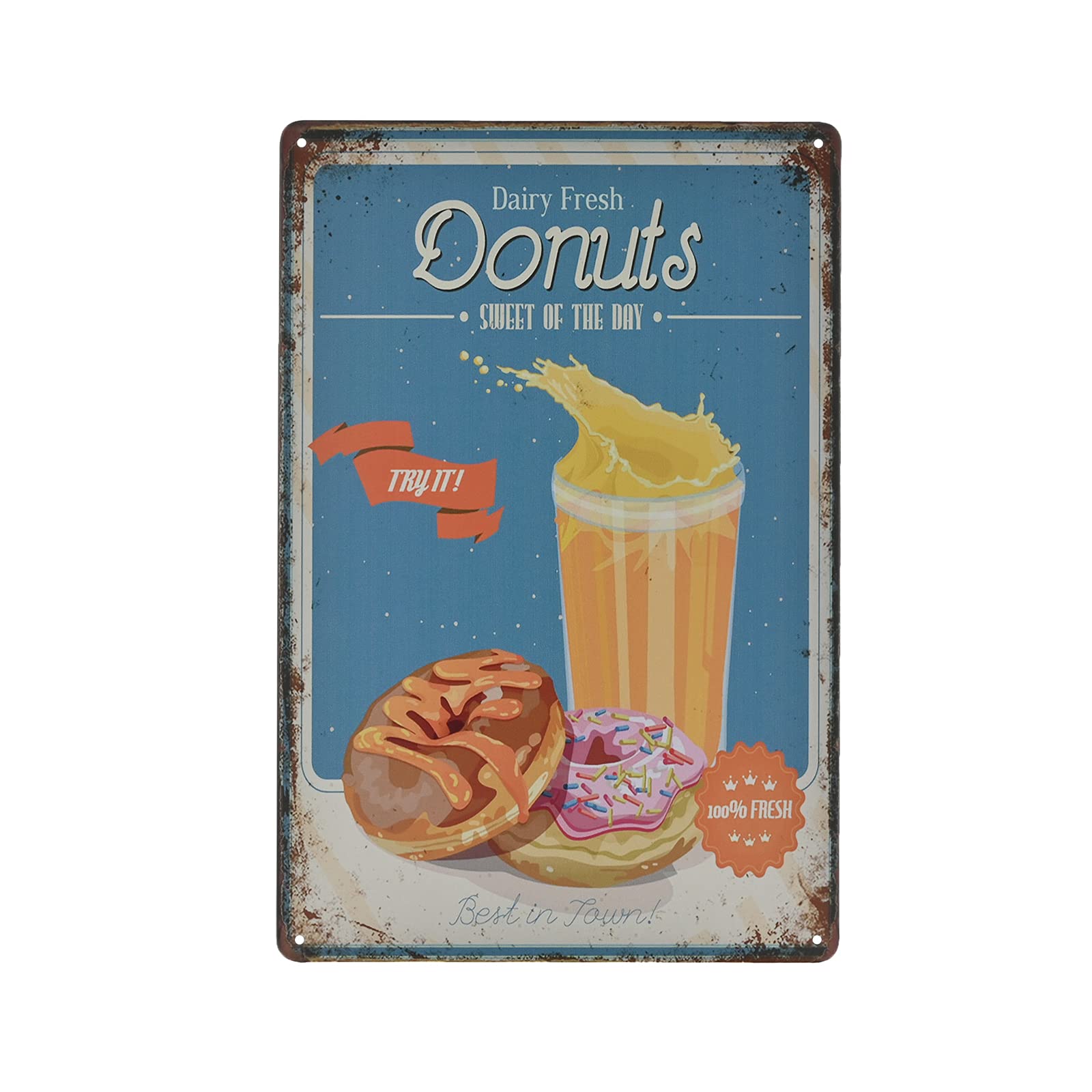 SMAZDFXX Vintage Metal Sign - Donuts Bakery Shop Retro Tin Decorative Sign Wall Decor Metal Plate 8"x12"