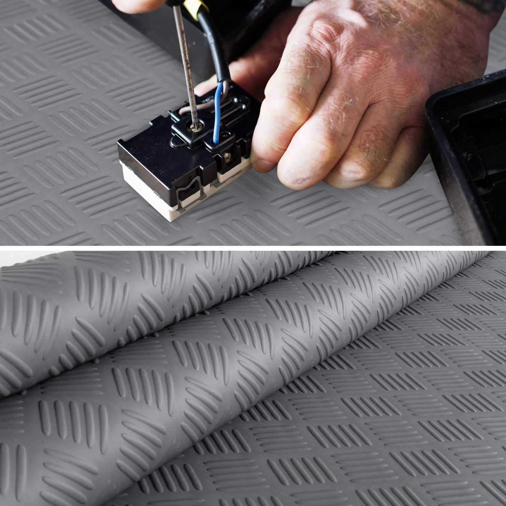 ANRO Tapis de sol en caoutchouc à motif ondulé - Vendu au mètre - Épaisseur : 3 mm - Tapis en caoutchouc à aspect tôle ondulée pour atelier, revêtement de sol, support de table de travail, tapis en