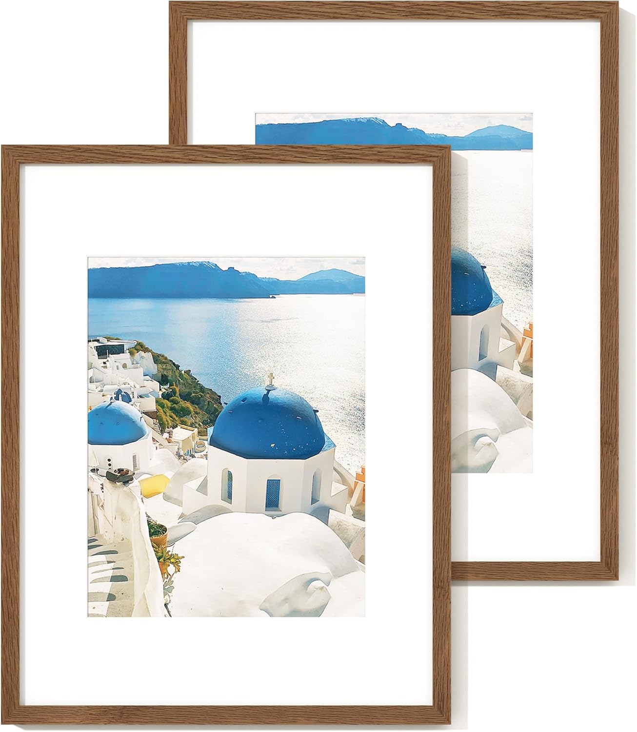 Axeman 16x20 Picture Frame with Mat for 11x14, Solid Oak Wood Poster Frame with Tempered Glass for Home Decor, Wooden 16x20inch Photo Frame for Art Photo and Prints, Set of 2, Walnut Walnut 16x20-2P Real Glass