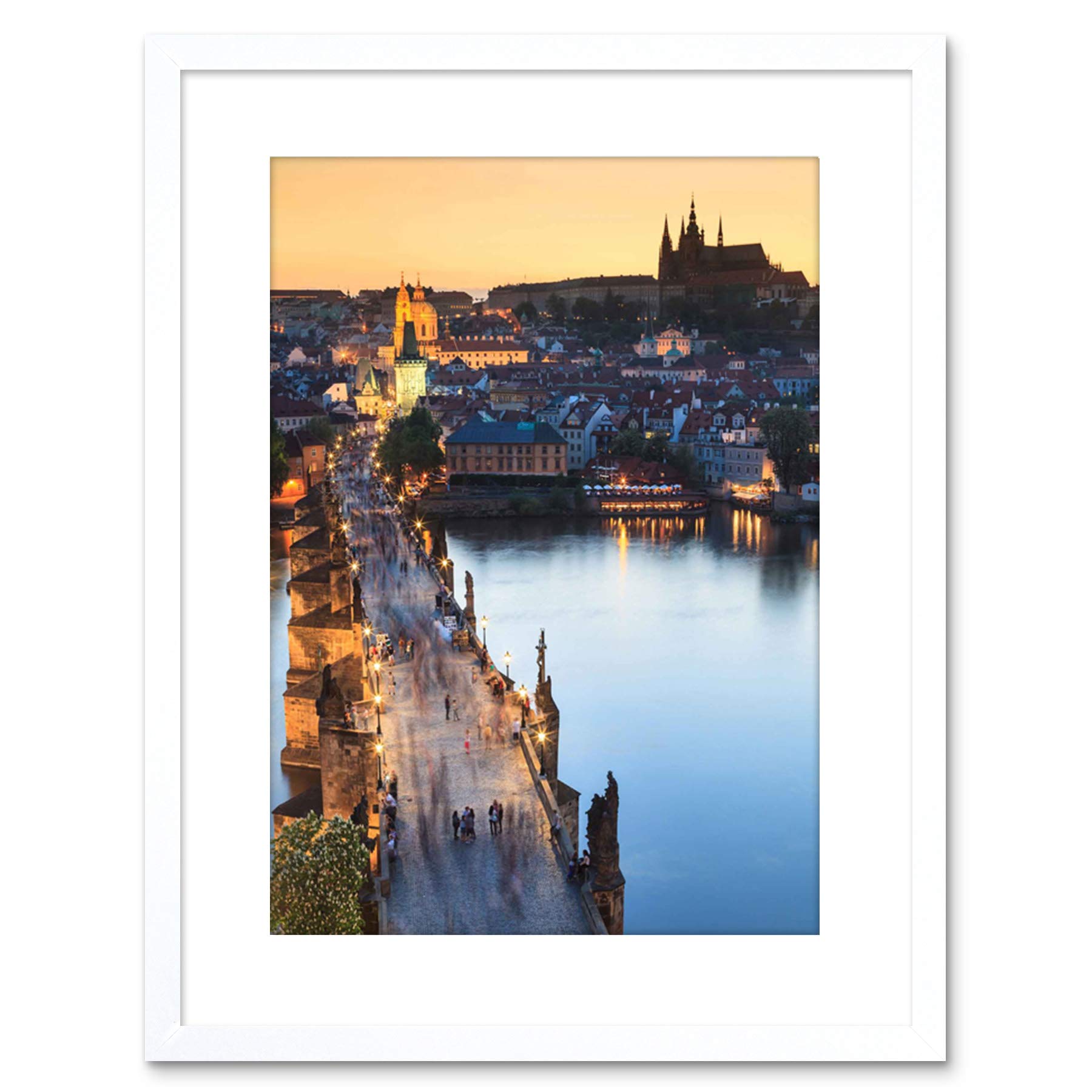 PHOTO VLTAVA RIVER CHARLES BRIDGE PRAGUE CZECH REPUBLIC FRAMED PRINT F97X7720