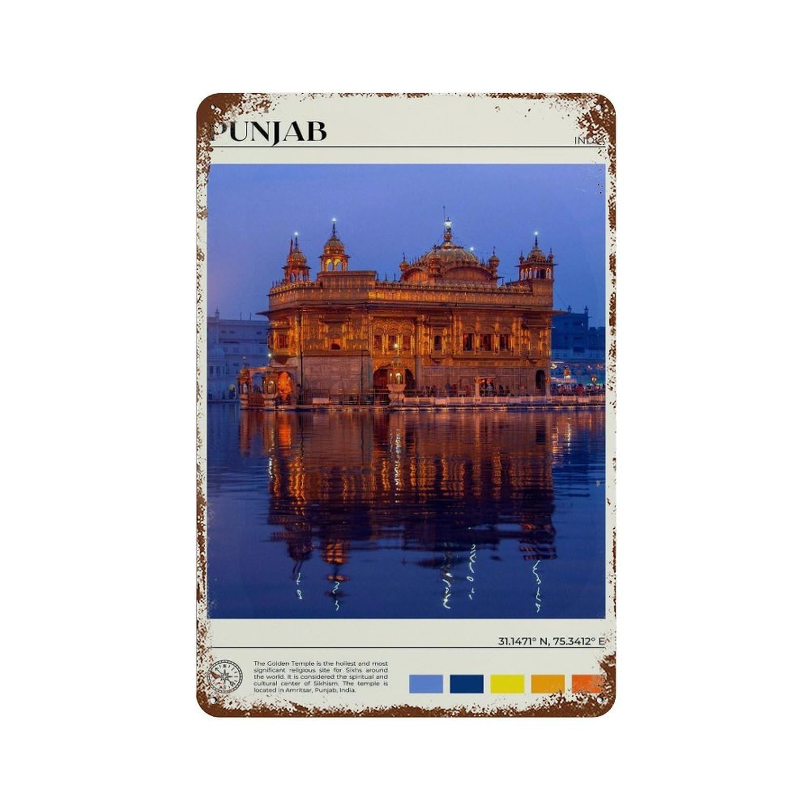 xiaoxiaoshen Real Photo Punjab Decor India Asia Wall Decor Art Metal Tin Poster Modern Home Decor Art Home Bar Shop Decorations Vintage Sign 30x20cm