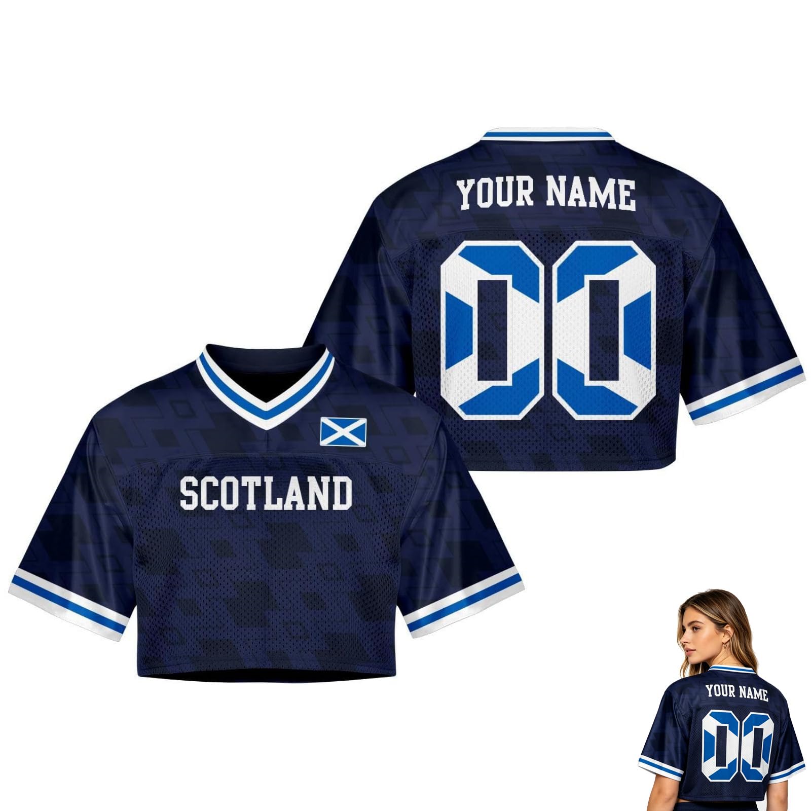 2026 World Cup Fan Shirt for Women,Personalised Name & Number, Y2K Crop Style Jersey, Cute Summer Short Sleeve Top for Match Day, Loose Streetwear Perfect Gift for Girls (Sc-otland)